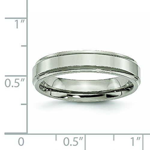 Men's Titanium Wedding Band Ring - 5mm Polished with Ridged Edge - Durable & Comfortable for Everyday Wear - Perfect for Weddings, Anniversaries & Special Occasions