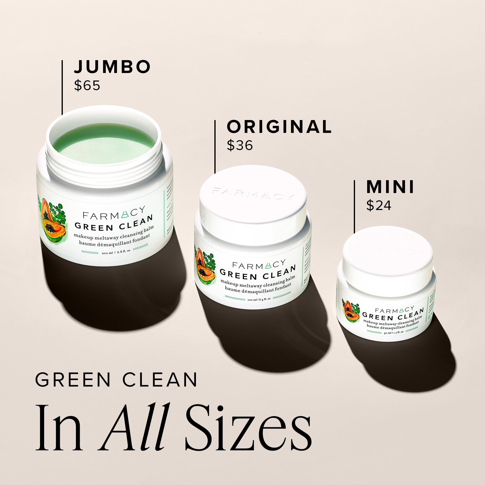 Farmacy Green Clean Makeup Remover Cleansing Balm - Waterproof & Oil-Based Facial Cleanser with Gentle Exfoliation - Transforms from Balm to Milky Lather (12ml) - Perfect for Removing Stubborn Makeup & Sunscreen After Gym or Beach Days