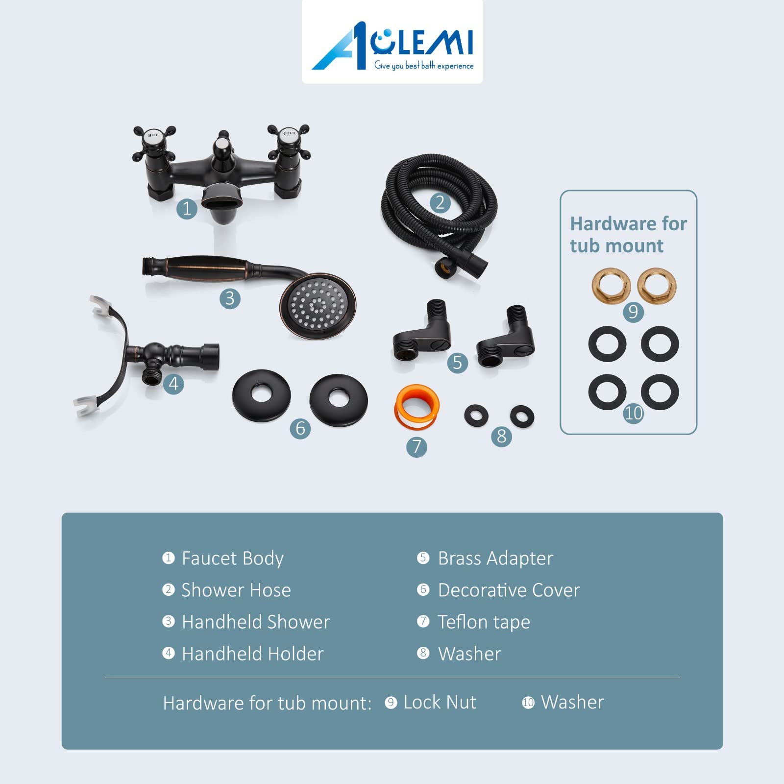 **Aolemi Vintage Oil Rubbed Bronze Clawfoot Tub Faucet Set - Wall Mount Bathtub Filler with Handheld Shower Sprayer & Double Cross Handle - Perfect for Classic Bathroom & Spa Retreats**