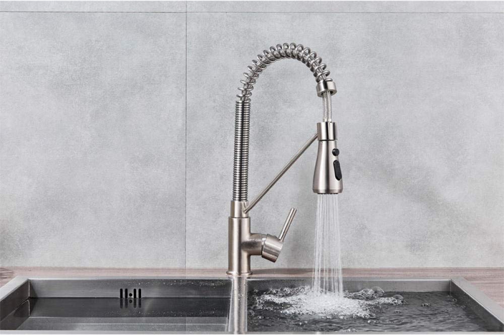 360 Degree Rotating Kitchen Faucet with Pull Down Sprayer - Single Handle Chrome Spring Sink Tap for Hot & Cold Water - Perfect for Modern Kitchens, Dishwashing & Food Prep