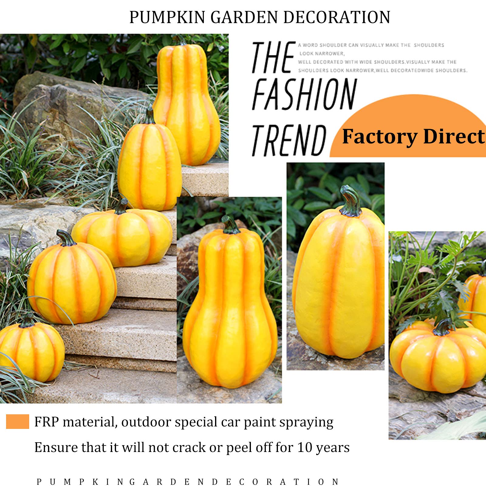 Artificial Pumpkin Decor - Fall Garden Festival Statue for Halloween, Thanksgiving & Christmas | Home Decor, Seasonal Ornaments, Outdoor & Indoor Use