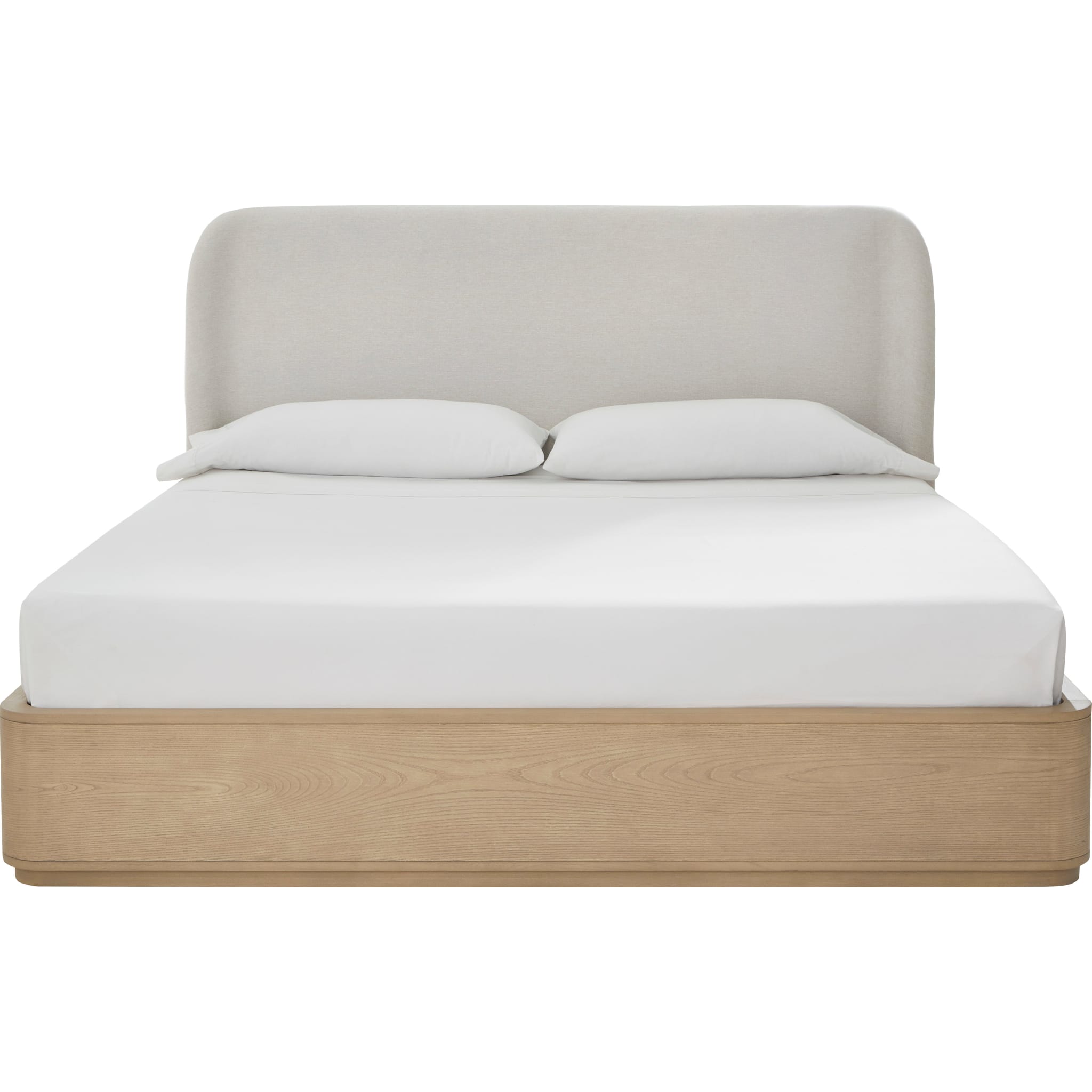 Penny Upholstered Platform Bed Frame - Buff Cream Ash & Oatmeal Linen Fabric - Modern Bedroom Furniture for Master Bedroom or Guest Room