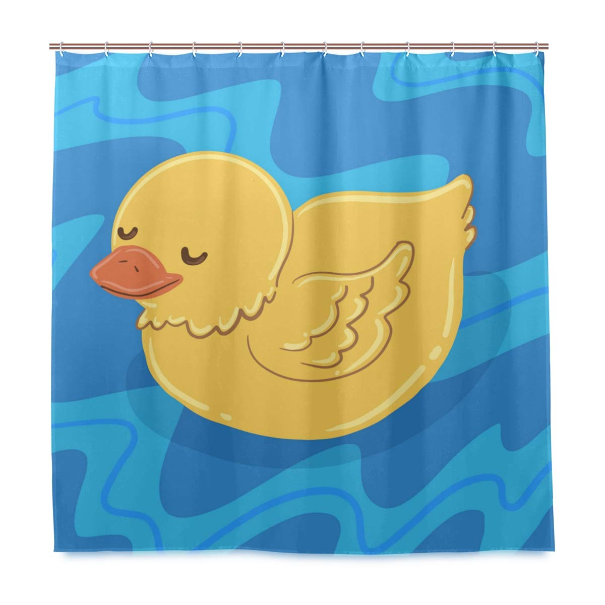 Cartoon Rubber Duck Waterproof Shower Curtain 72x72 Inches - Bathroom Decor with Hooks for Apartment & Home, Cute Bath Accessories for Kids & Adults (Perfect for Themed Bathrooms & Playful Decor)