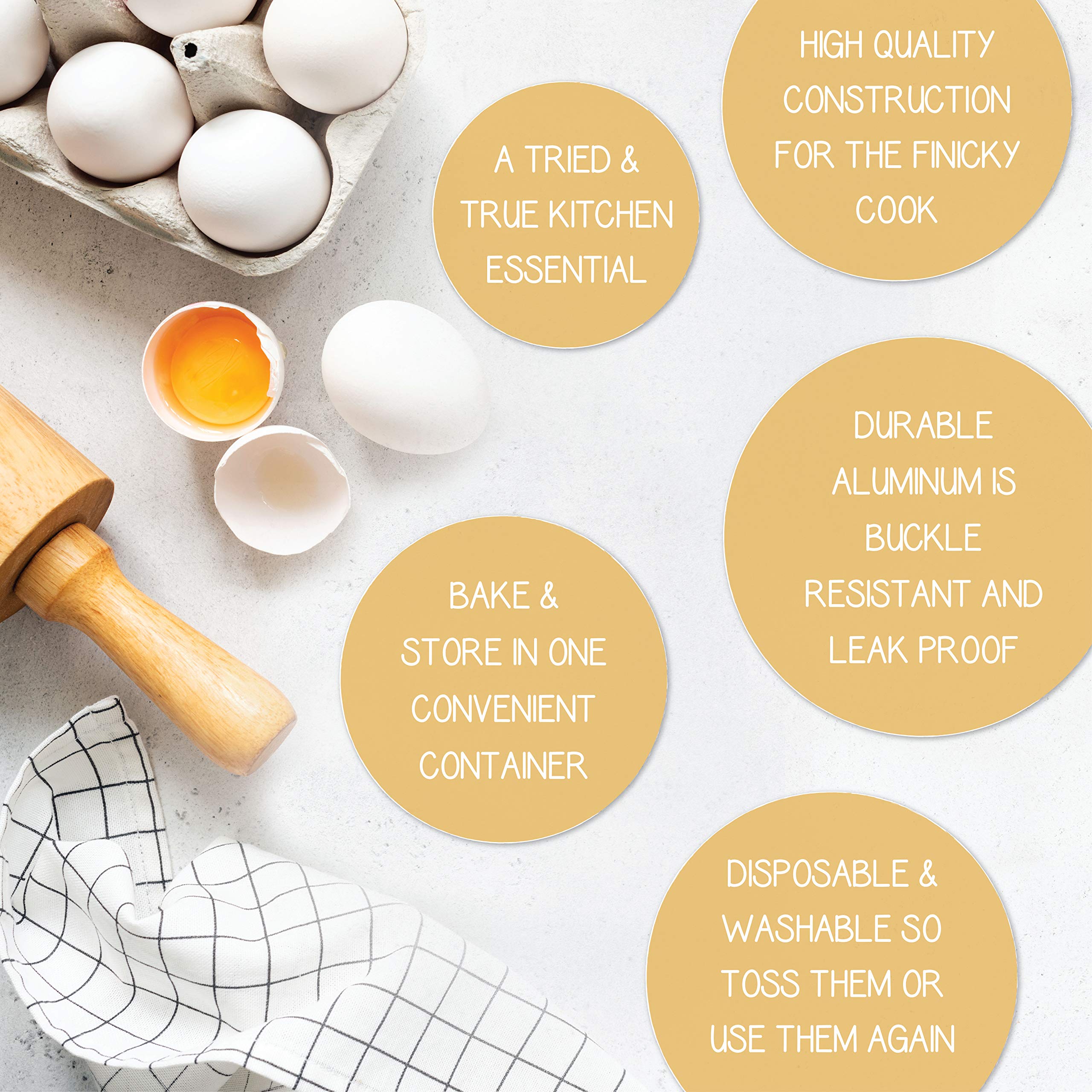 PLASTICPRO 6-Inch Round Disposable Aluminum Cake Pans - Oven, Freezer Safe Baking Pans for Cakes, Cupcakes, Pies & Desserts | Perfect for Baking, Cooking, Food Storage, Roasting & Reheating | Pack of 20 | Ideal for Home Baking, Parties & Catering