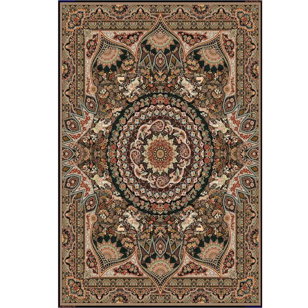 Ultra Soft Cozy Lamb Velvet Persian Area Rug - 4'x4' Luxury Indoor/Outdoor Carpet for Living Room, Bedroom, Bathroom & Entryway - Bohemian Distressed Runner Rug with Non-Slip Backing - Perfect for Home Décor, Yoga Mat & Pet Play Area