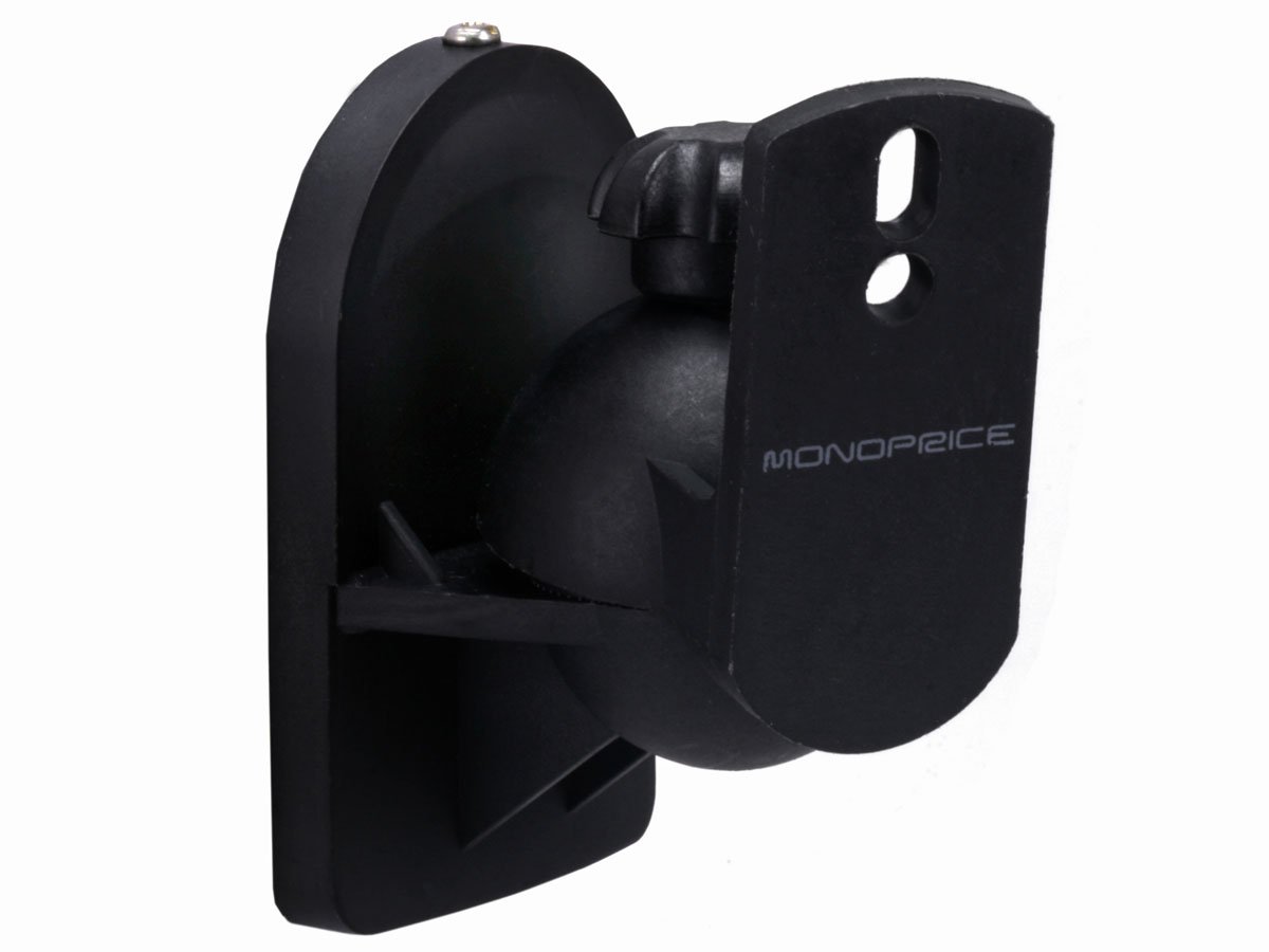Monoprice Low Profile 7.5 lb Capacity Speaker Wall Mount Brackets Pair - Heavy Duty Black Speaker Mounts for Home Theater, Studio & Surround Sound Systems