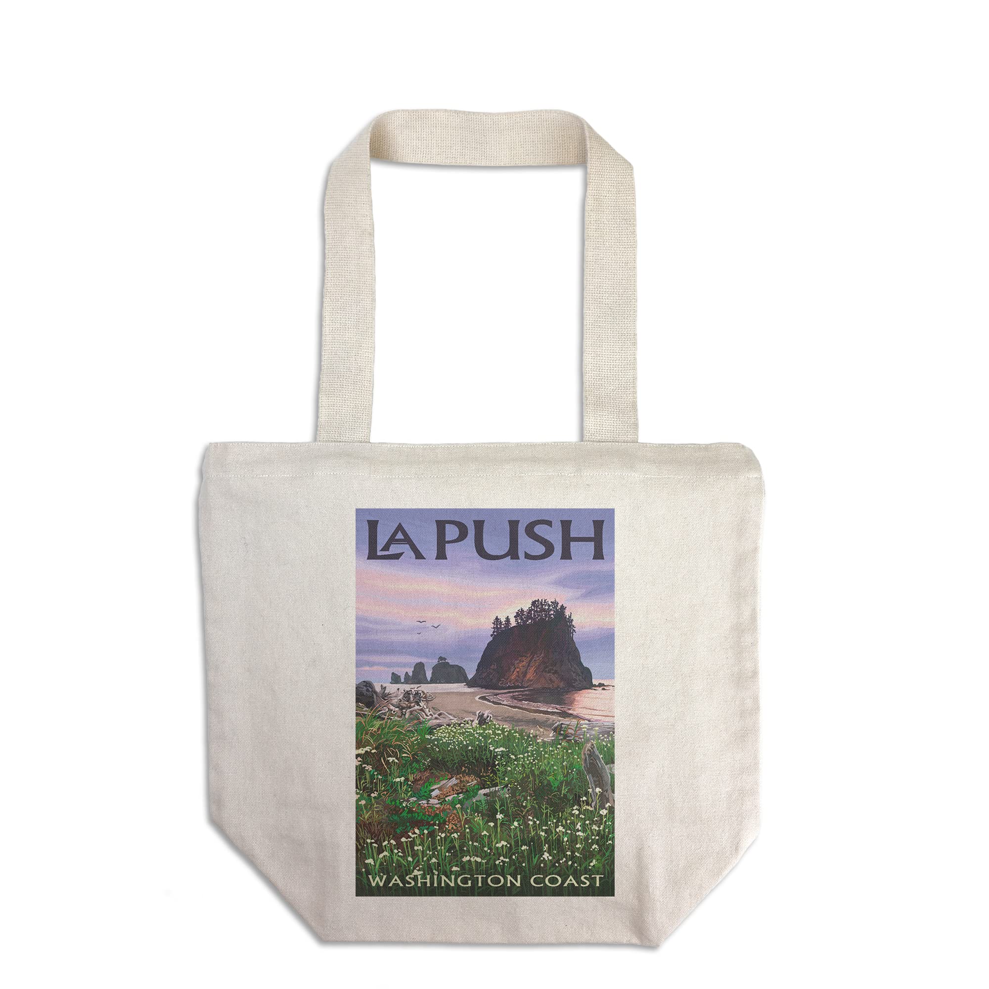 Lantern Press La Push Washington Coast 100% Cotton Canvas Reusable Tote Bag - Eco-Friendly Shopping Bag for Beach, Groceries & Daily Use