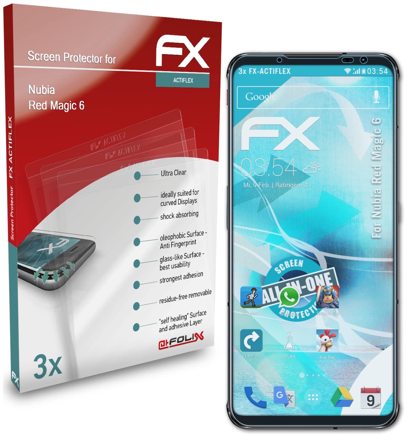 RedMagic 6 Screen Protector - 3 Pack Ultra Clear Flexible FX Film - Anti-Scratch & Bubble-Free - Perfect for Gaming & Daily Use
