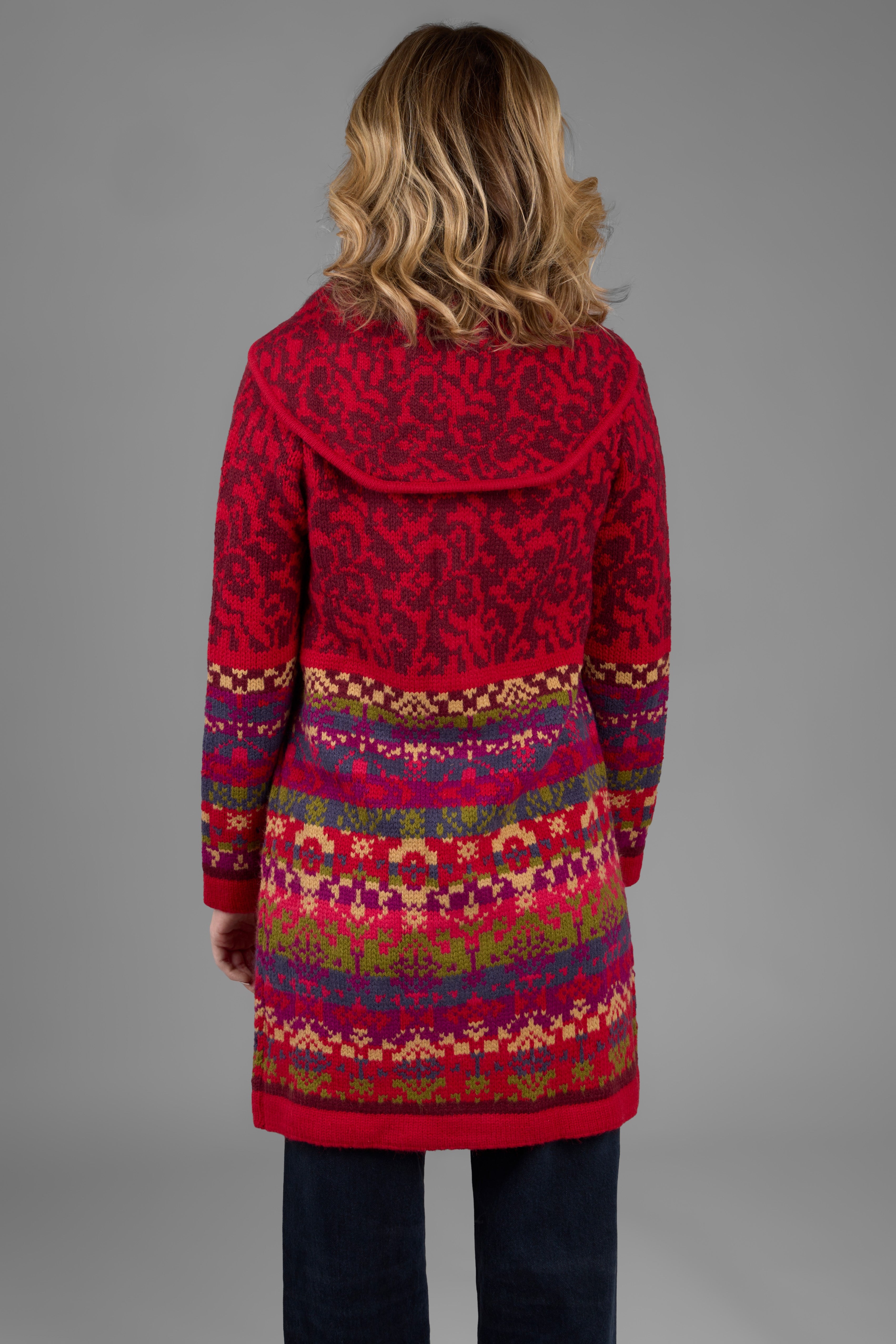 Fair Isle Nordic Long Cardigan for Women - Cozy Winter Knit Sweater with Classic Nordic Patterns - Perfect for Christmas, Holiday Parties & Casual Outfits