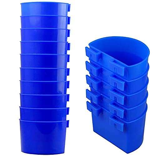 10 Pack Hanging Bird Feeder Cups with Hooks - Plastic Poultry Water Drinker & Food Bowl for Pigeons, Chickens, Roosters, Gamefowl, Parakeets - Perfect for Cages, Coops, and Aviaries