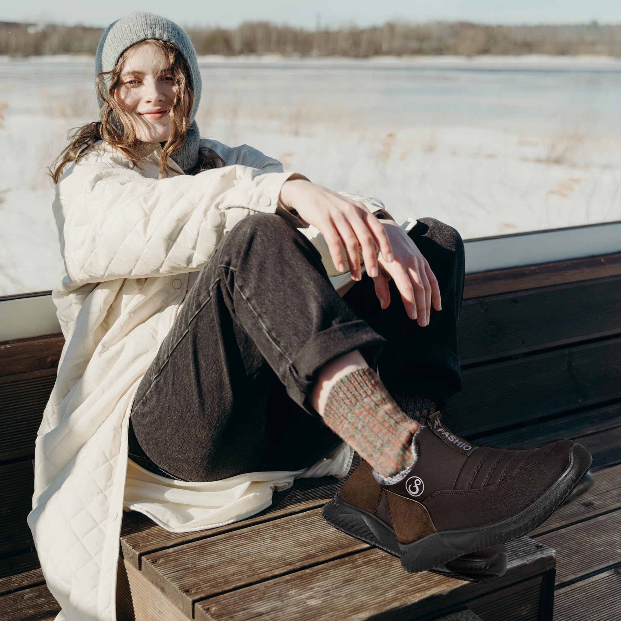 Alicegana Women's Winter Snow Boots - Waterproof Slip-On Ankle Booties with Warm Fur Lining & Non-Slip Sole | Cozy Footwear for Snowy Days, Outdoor Activities & Casual Winter Wear