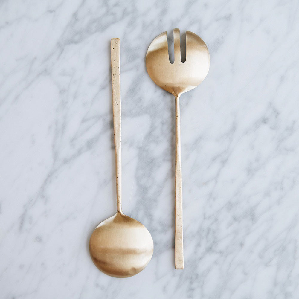 Premium Brass Serving Set - Elegant 5-Piece Utensil Set for Entertaining - Perfect for Dinner Parties, Buffets, and Special Occasions