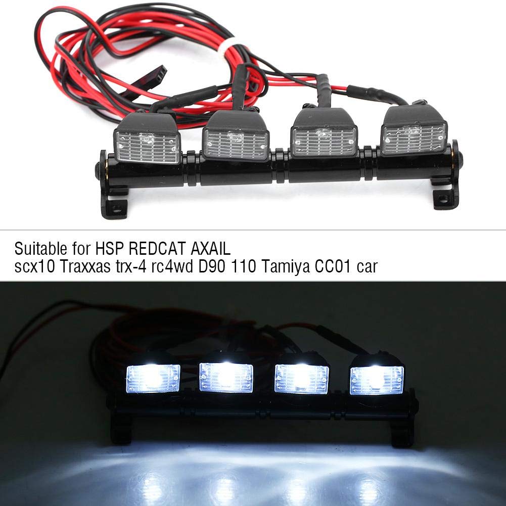 Dilwe 4PCS LED Roof Light Bar for RC Cars - White LED Lamp Accessory for Axial SCX10, Traxxas RC Trucks - Perfect for Off-Road Night Crawling & Trail Adventures