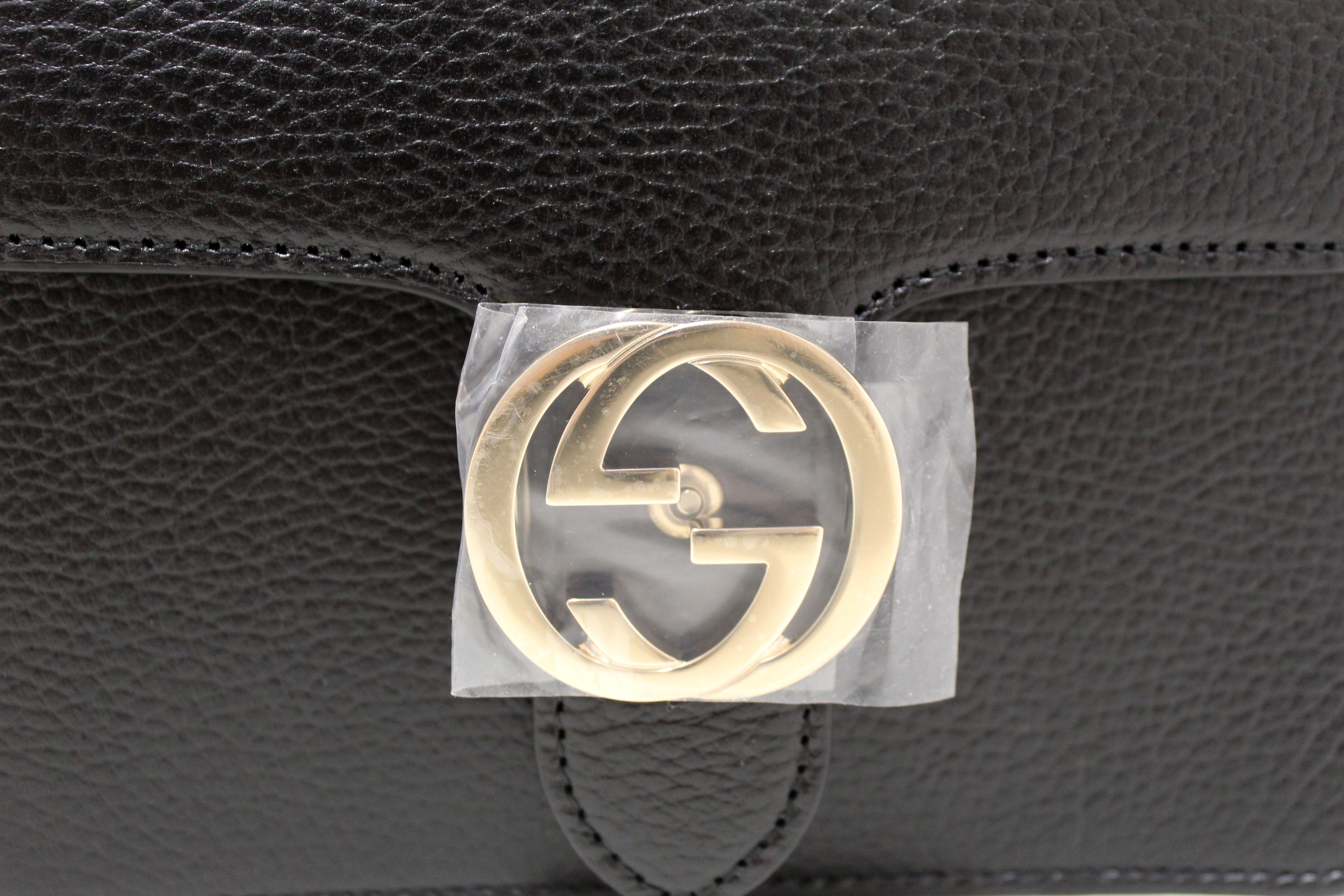 Authentic NEW Gucci Small Dollar Black Calfskin Interlocking G Shoulder Bag - Luxury Crossbody Purse for Women, Perfect for Date Night, Office & Evening Events