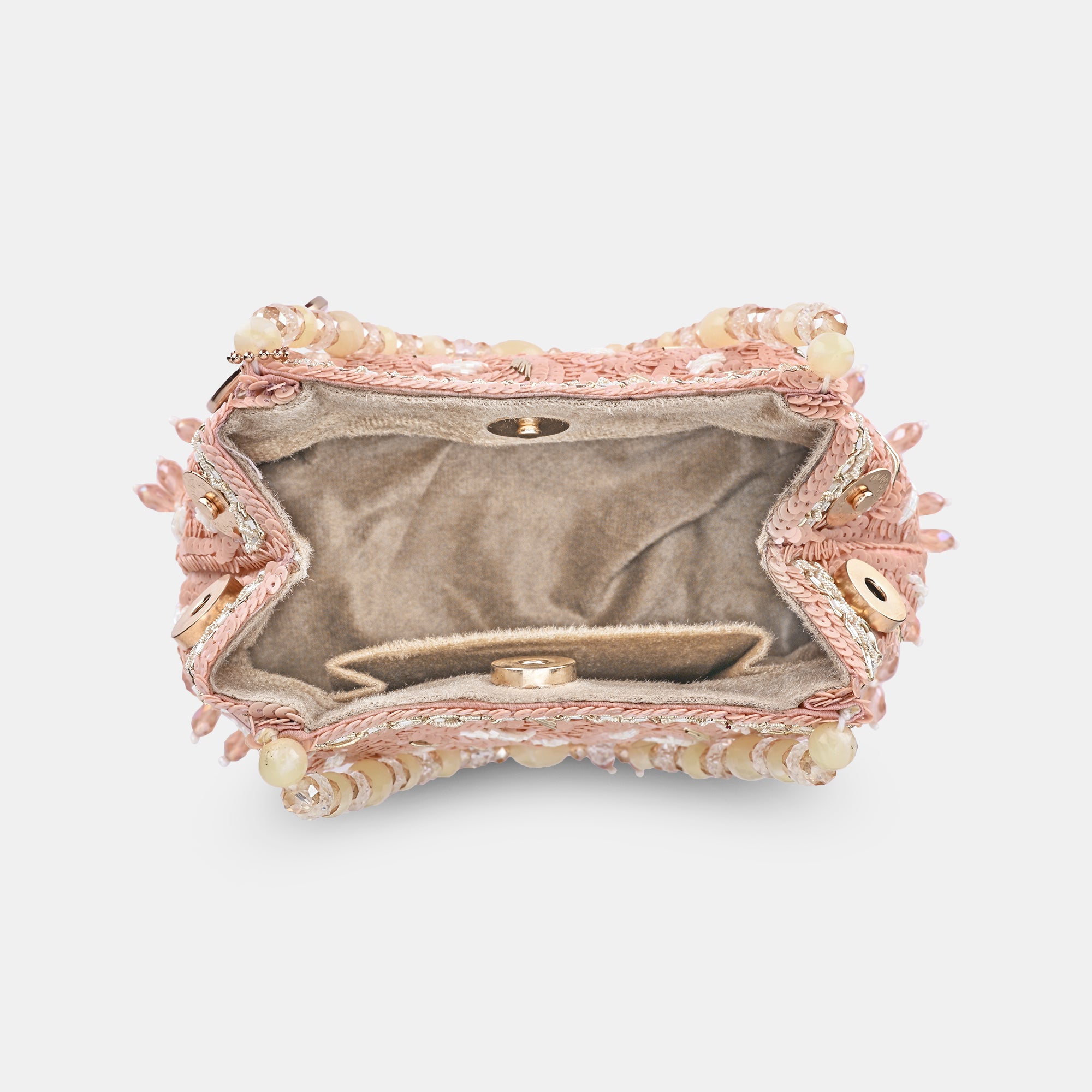Lavie Luxe Crown Rose Gold Medium Women's Potli Bag - Elegant Clutch Purse for Weddings, Parties & Special Occasions