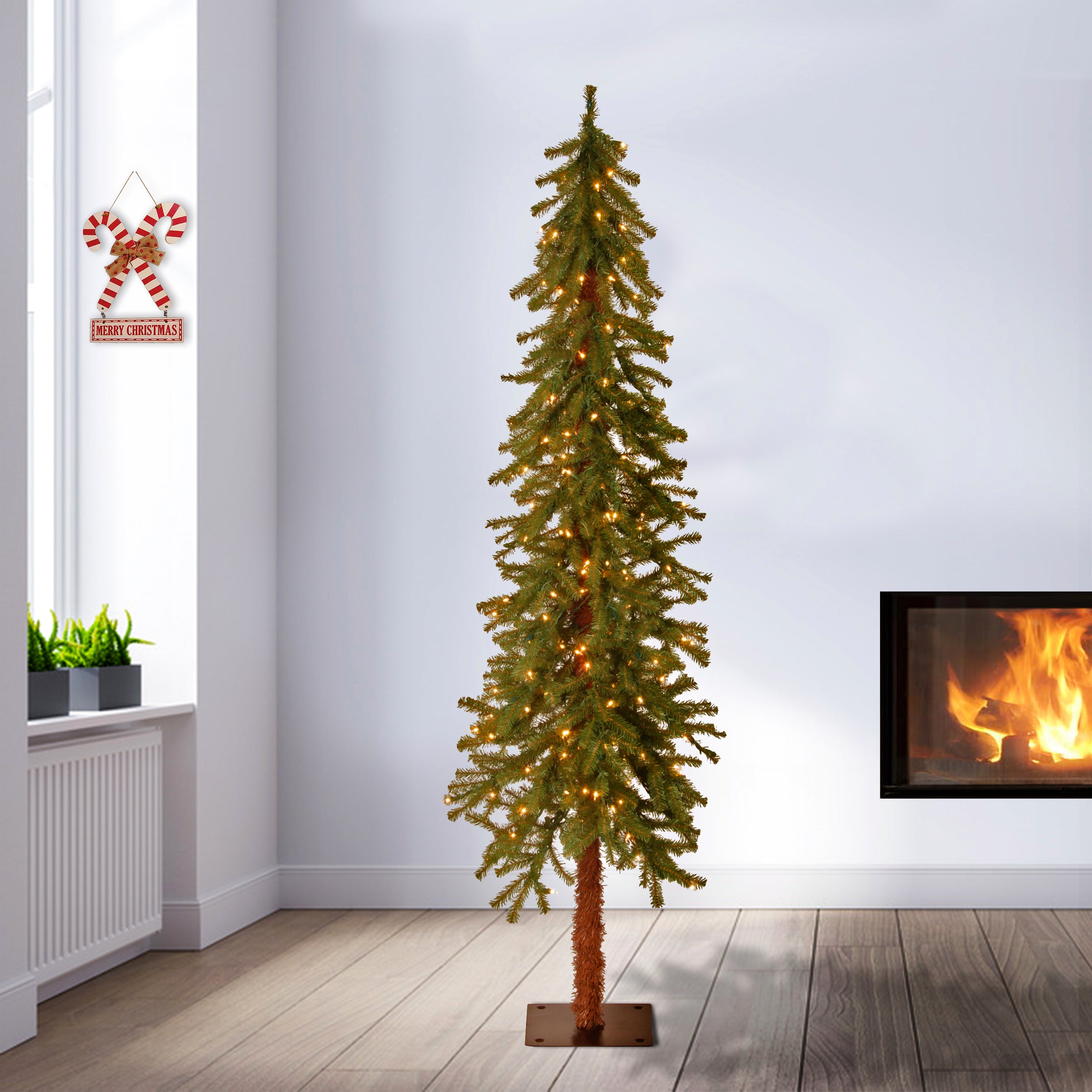 6 ft Pre-Lit Artificial Hickory Cedar Christmas Tree with 300 Clear LED Lights - Perfect for Holiday Home Decor & Festive Indoor Decorations