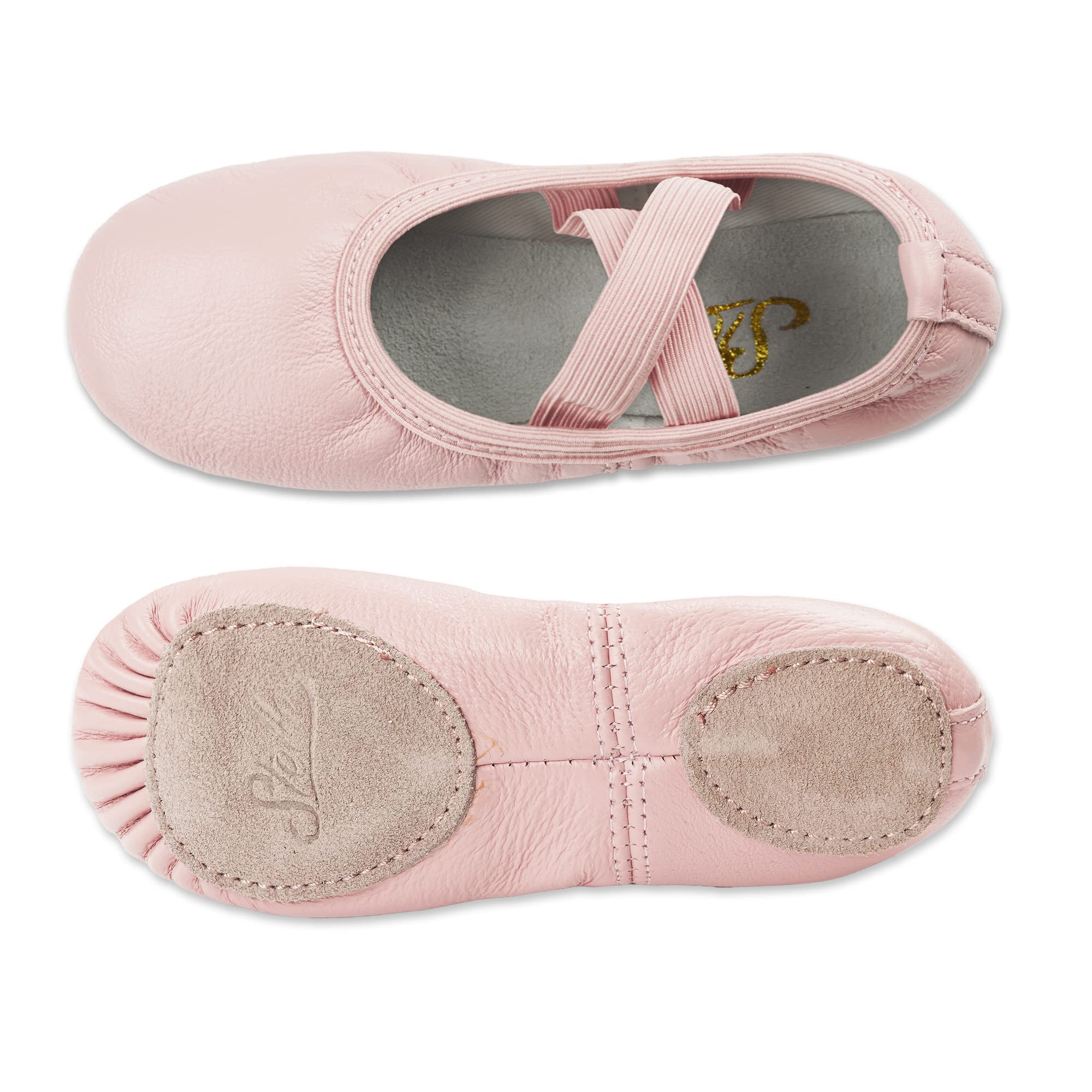 Stelle Genuine Leather Ballet Shoes for Girls - Toddler/Little Kid/Big Kid Ballerina Dance Slippers | Perfect for Ballet Class, Recitals & Dance Performances