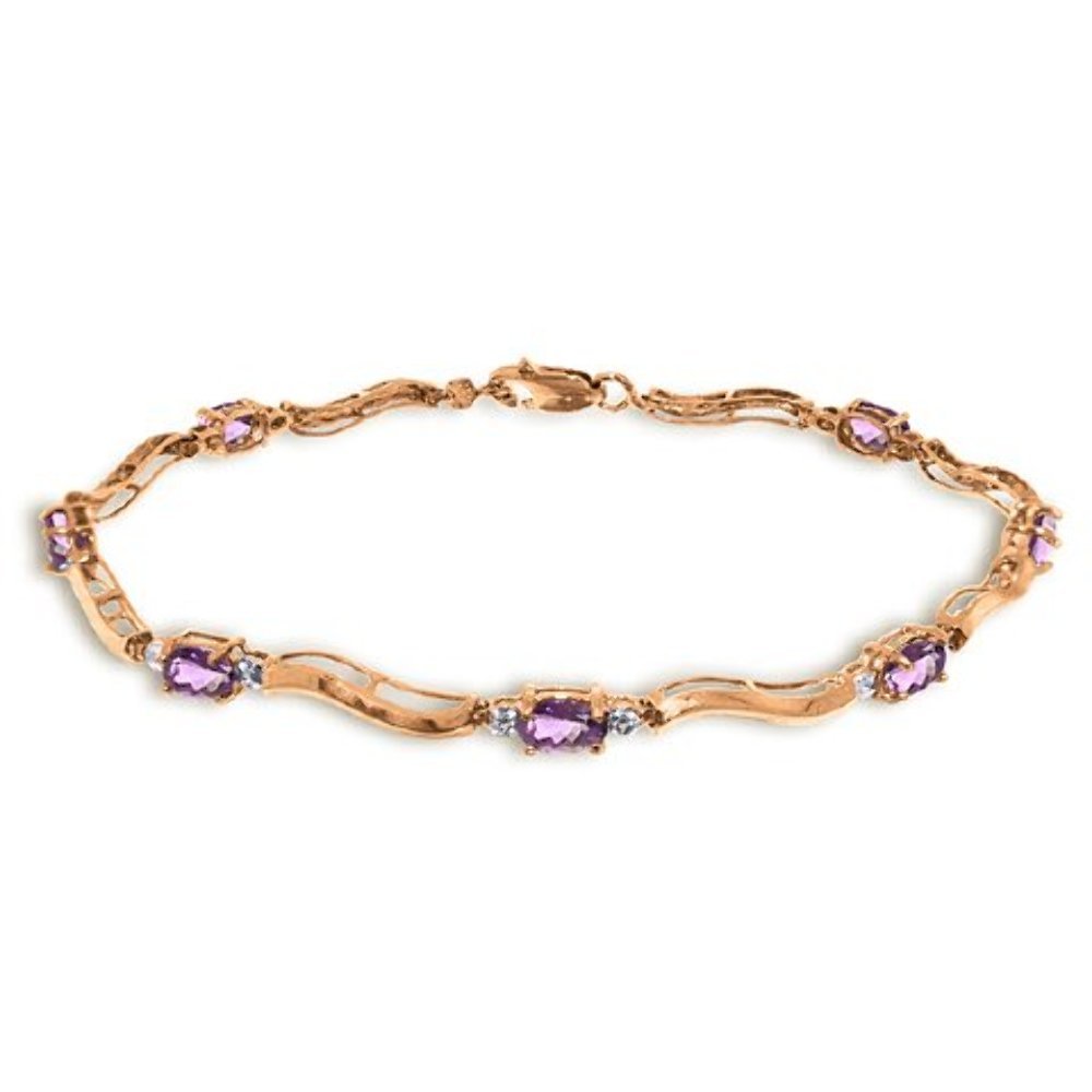 14K Rose Gold Diamond & Amethyst Tennis Bracelet for Women - Elegant Stackable Jewelry for Weddings, Anniversaries & Special Occasions