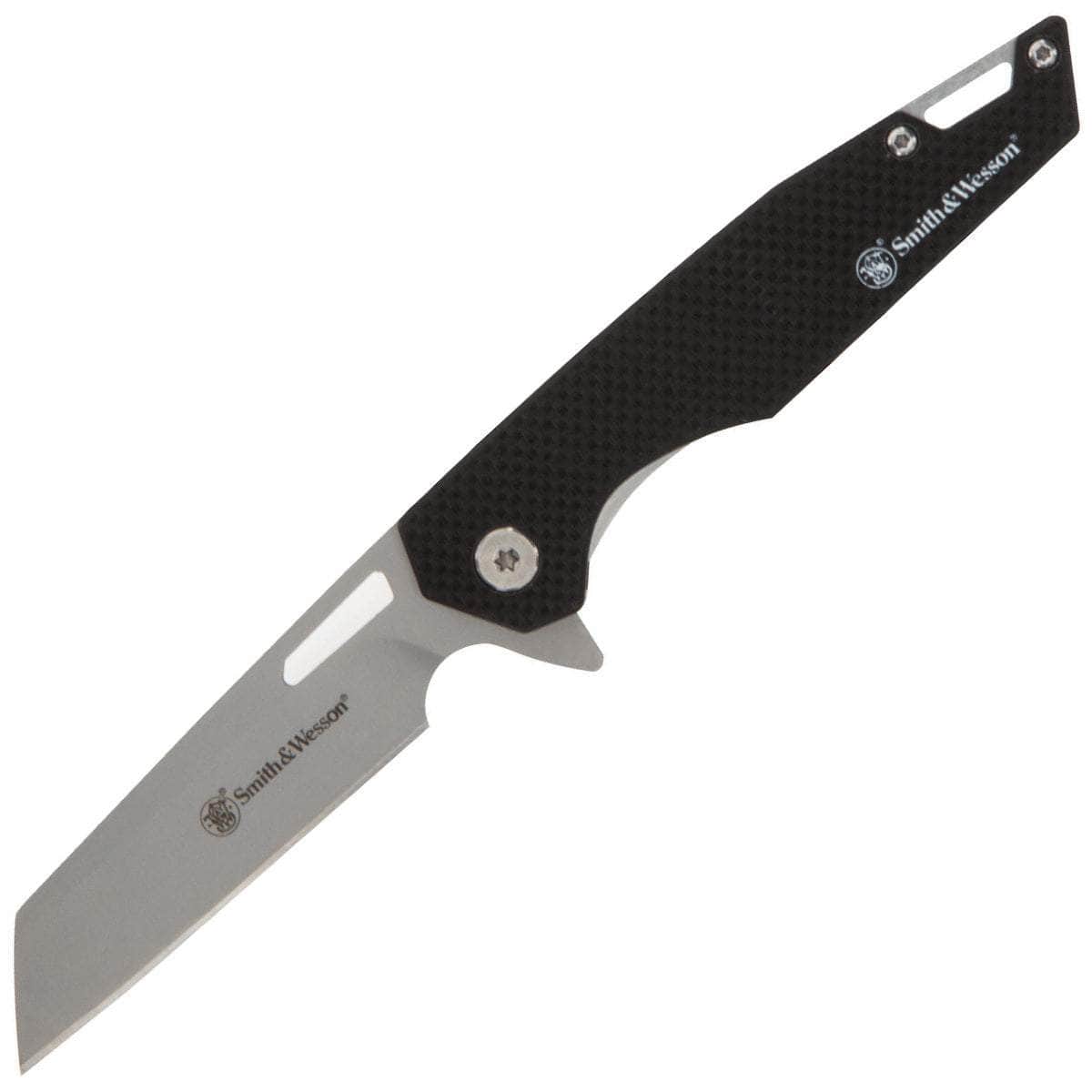 Smith & Wesson Sideburn 3 Blade Folding Knife - Black G10 Handle (Model 1122568) - EDC Pocket Knife for Camping, Hiking & Outdoor Adventures