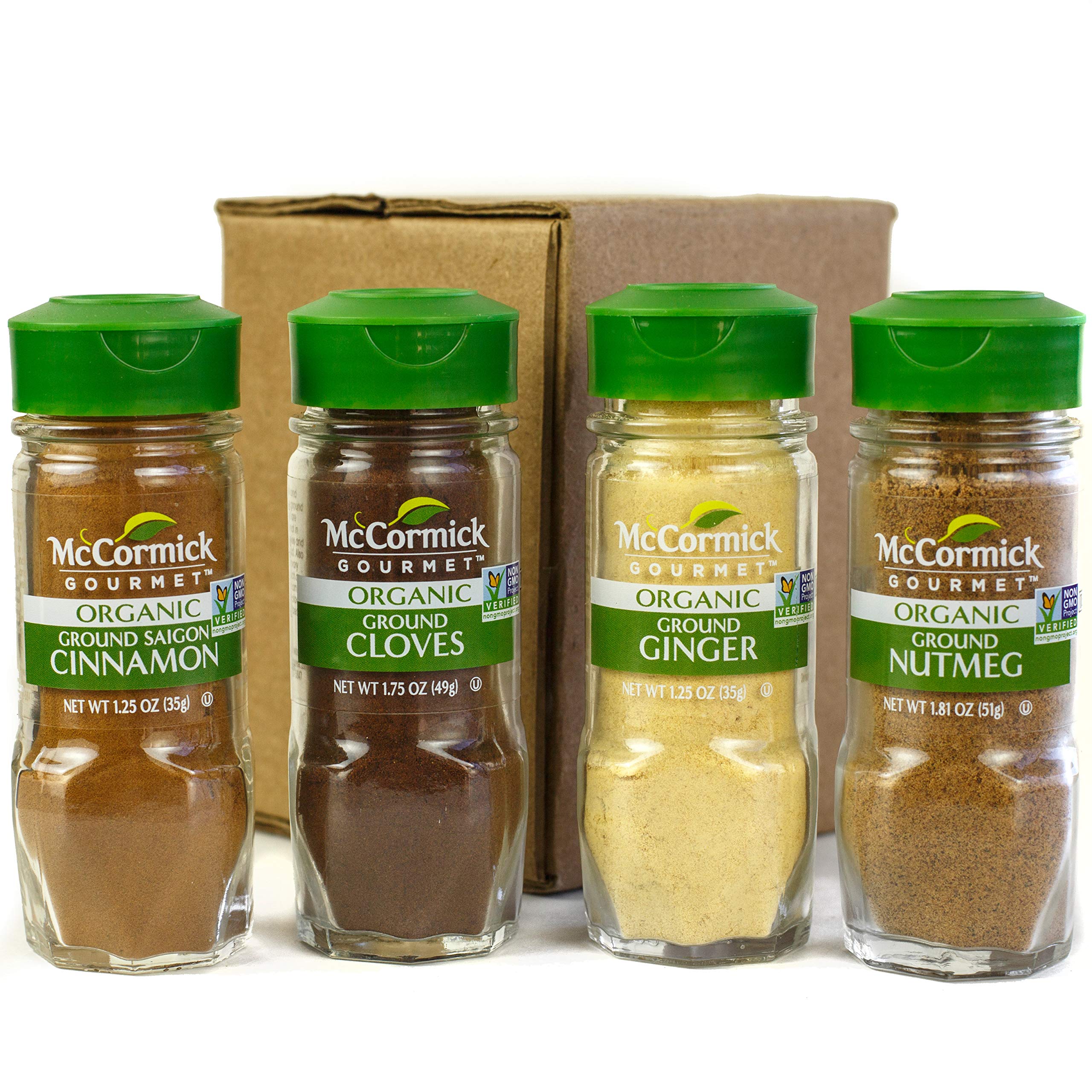 McCormick Gourmet Organic Baking Spices Variety Pack - Cloves, Saigon Cinnamon, Ginger, Nutmeg - 0.05 lb | Premium Organic Spices for Baking, Cooking & Holiday Recipes