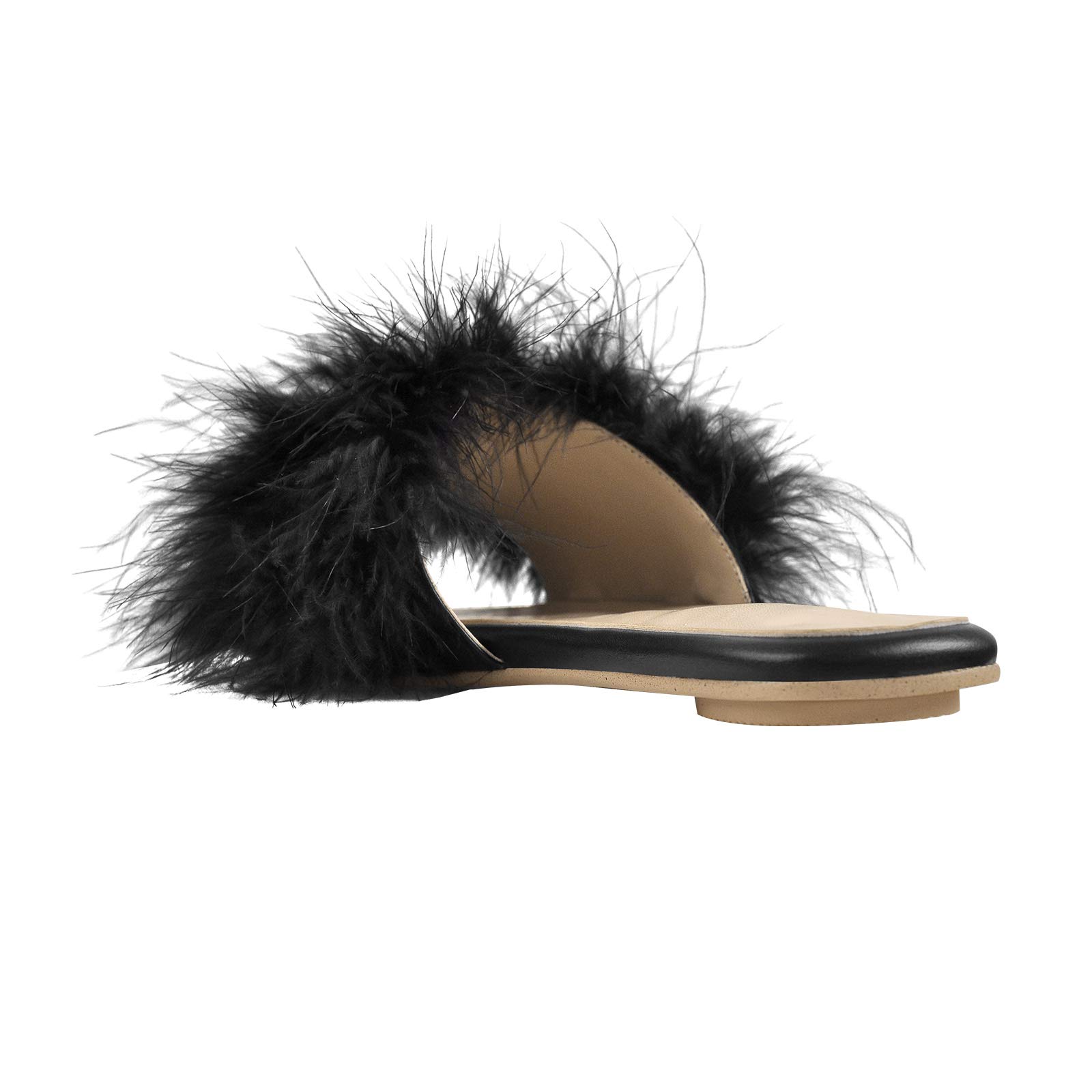 LISHAN Women's Fuzzy Fur Slides Sandals - Soft Plush House Slippers for Women, Cozy Indoor/Outdoor Slide Sandals for Lounge, Beach, and Vacation