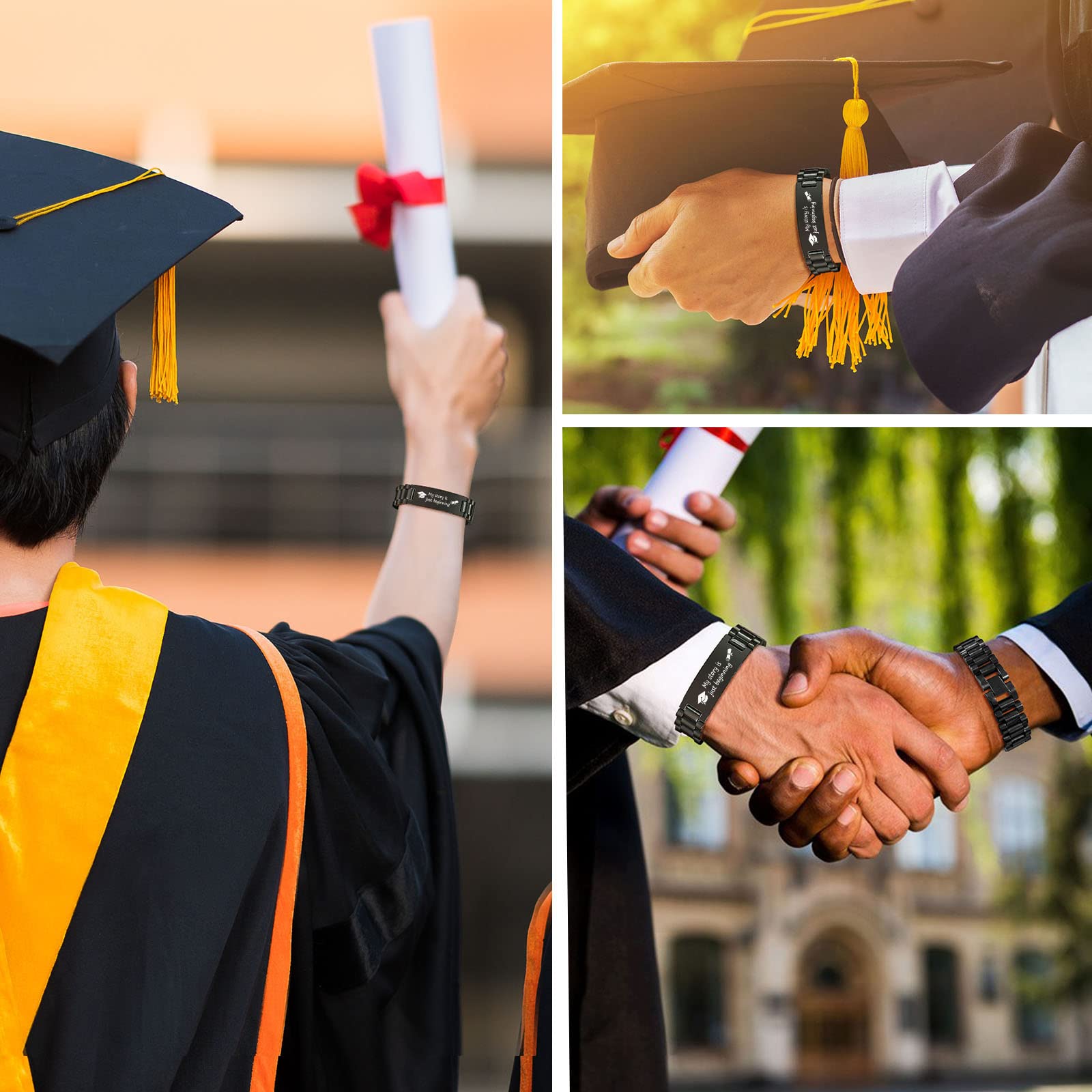 Custom Graduation Bracelet for Men - Personalized Stainless Steel Inspirational Gift for College Graduates Class of 2025 - Perfect Graduation Gift for Him, Ideal for Commencement Ceremonies & Celebrations