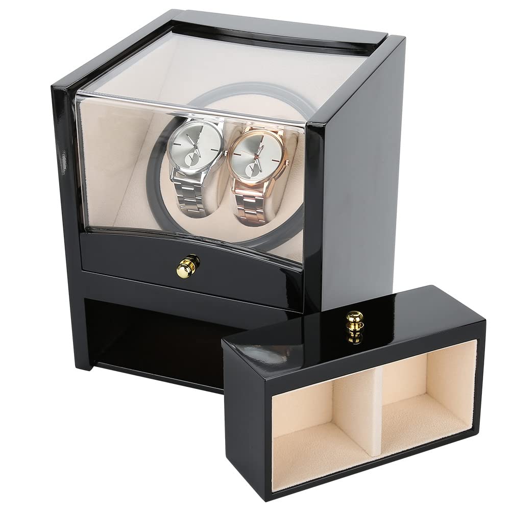 Brrnoo Black Automatic Watch Winder Box - Luxury Rotating Display Case for Watch Storage & Collection