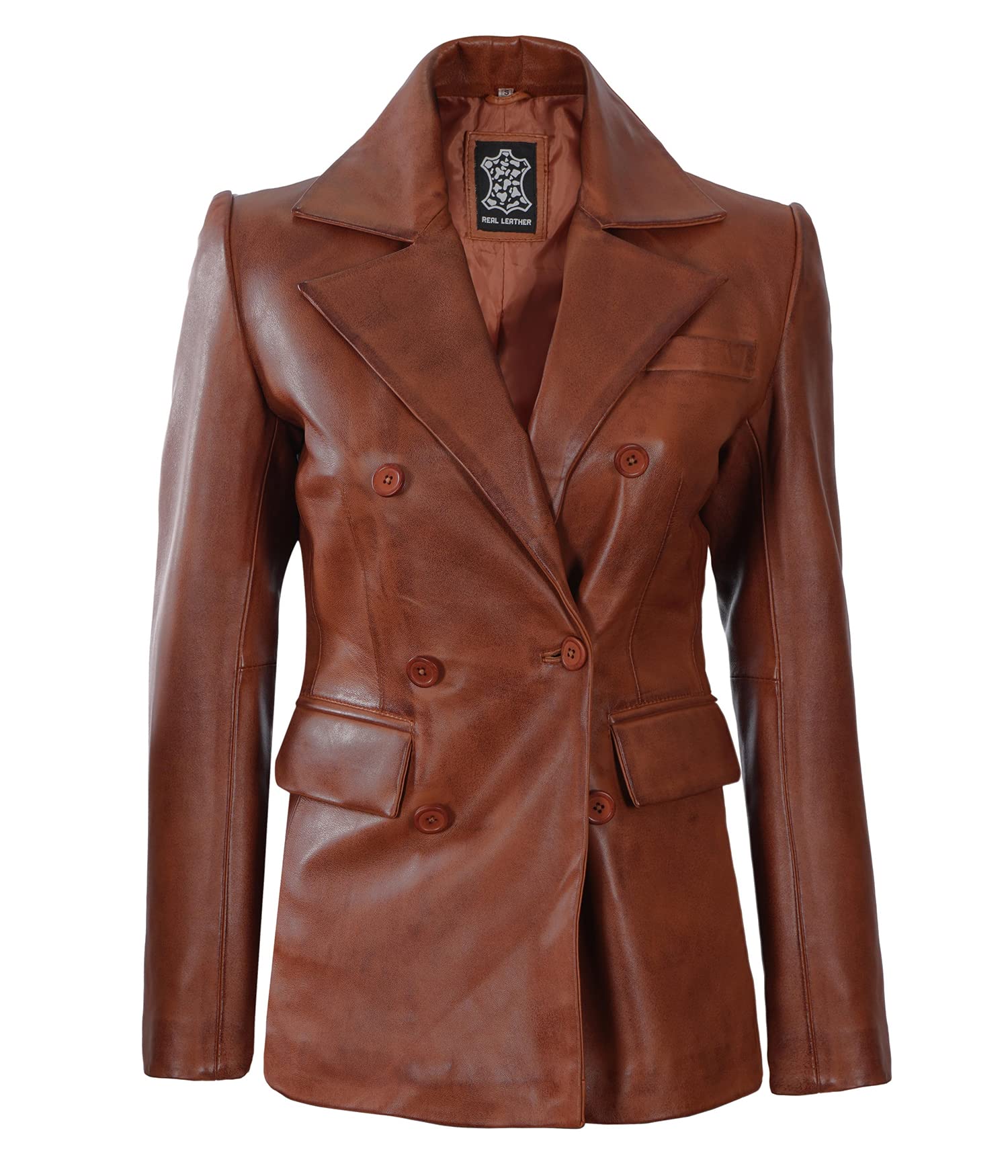 Real Lambskin Leather Blazer Jacket for Women - Stylish Womens Leather Jacket for Office, Casual, and Evening Outfits
