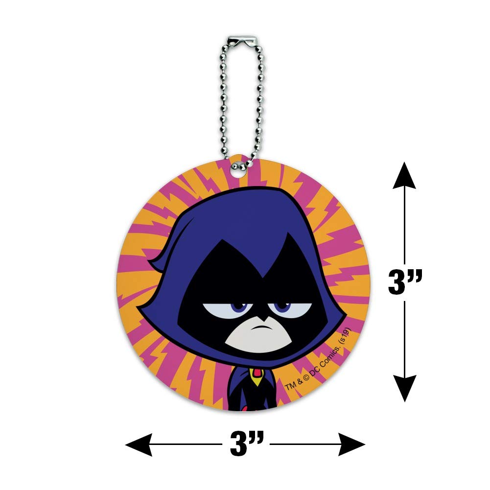 Teen Titans Go! Raven Round Luggage ID Tag for Suitcase & Carry-On Bags - Perfect for Travel Identification & Kids' Backpacks
