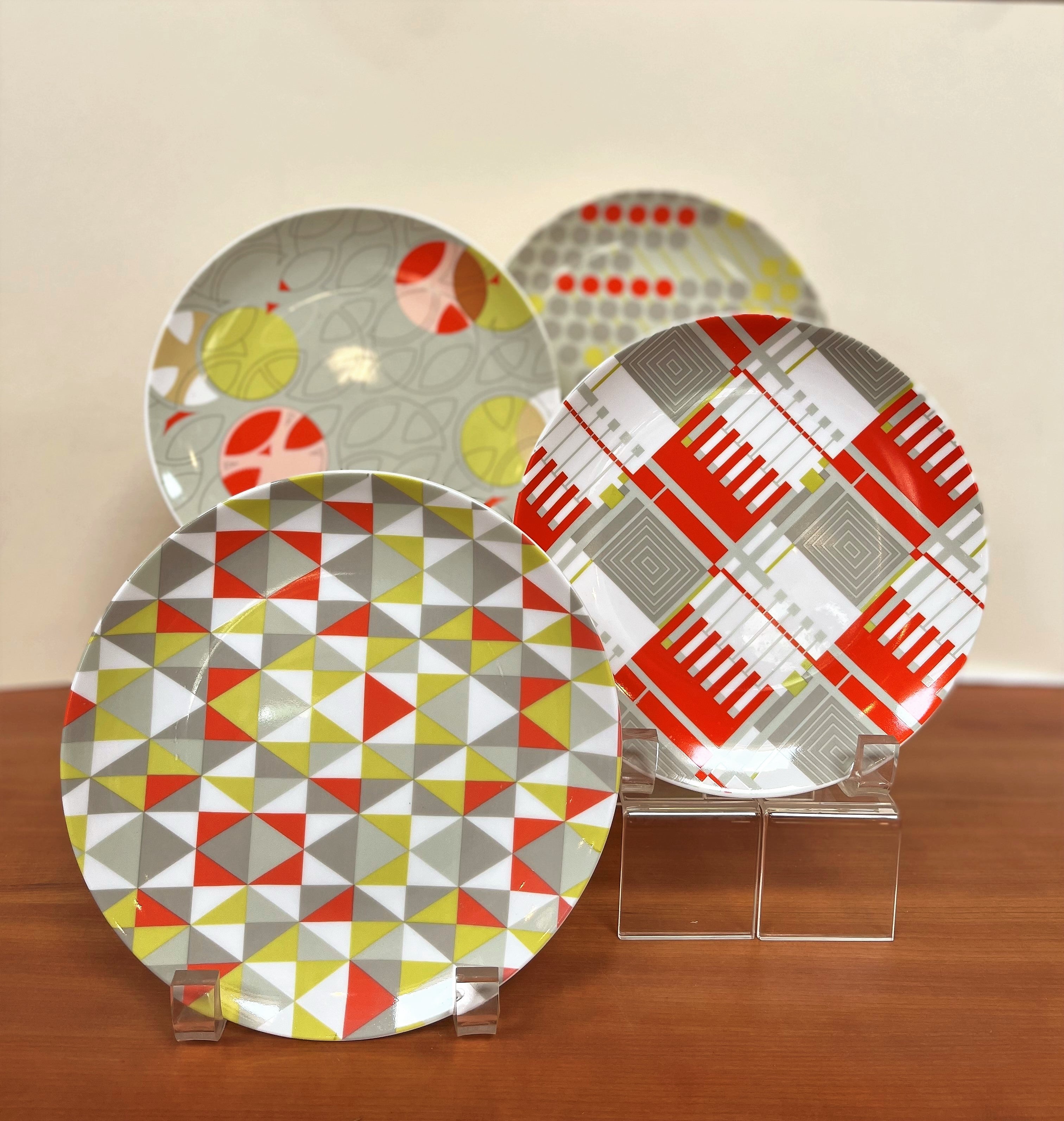 Yellow Taliesin Line Dessert Plates - Set of 6 Elegant Ceramic Plates for Cake, Pastry & Dessert Serving - Perfect for Dinner Parties, Tea Time & Special Occasions