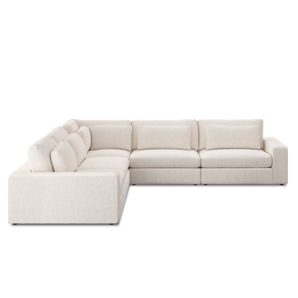 Bloor 5-Piece Sectional Sofa Set in Essence Natural Fabric - Perfect for Living Room, Family Room & Home Theater Seating