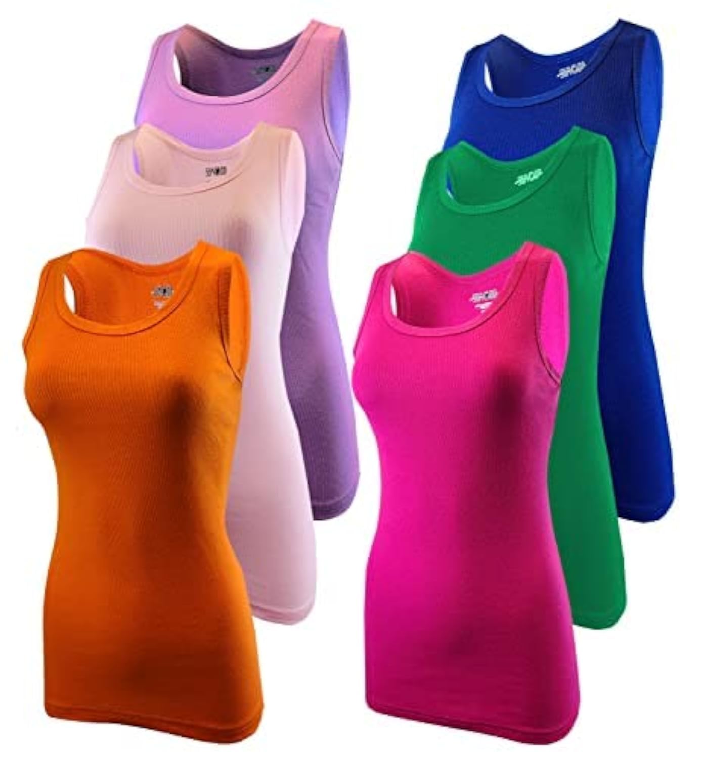 SUMONA Women's Ribbed Tank Tops - 6 Pack Soft Stretchy Sleeveless Shirts for Casual Wear, Layering & Summer Outfits