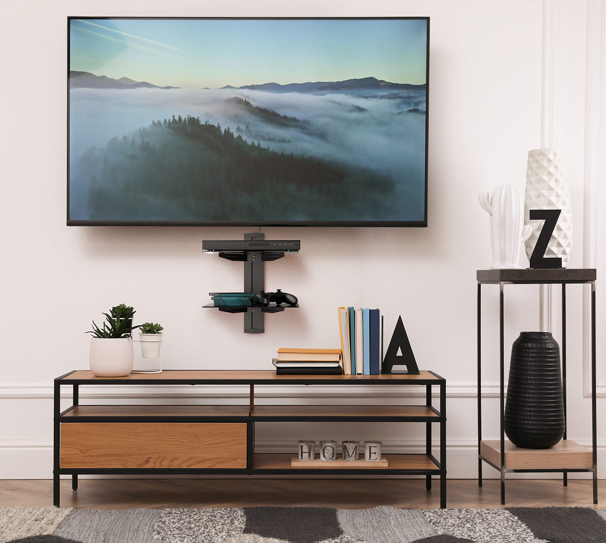 Promounts Dual Floating TV Shelves - Heavy Duty Tempered Glass Entertainment Shelves Holds 17.6lbs Each - Perfect for DVD Players, Cable Boxes & Game Consoles - Ideal for Living Room, Bedroom & Home Theater Setup