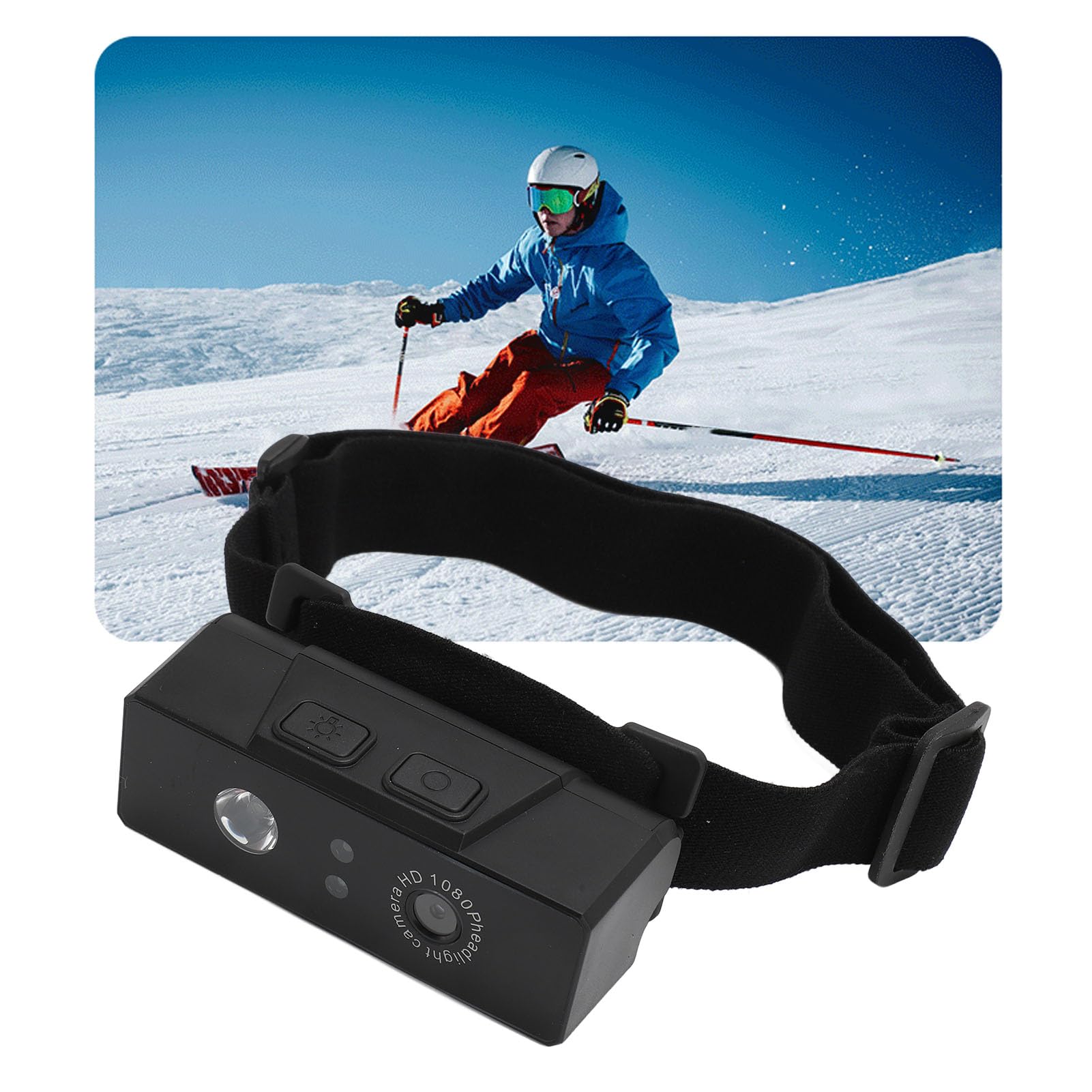 Bewinner 1080P LED Headlamp Camera - Rechargeable Wearable Body Cam with Elastic Headband, Hands-Free Action Camera for Hiking, Camping, Travel & Outdoor Adventures (Black) - Perfect for Night Activities, Security Recording and Hands-Free Filming