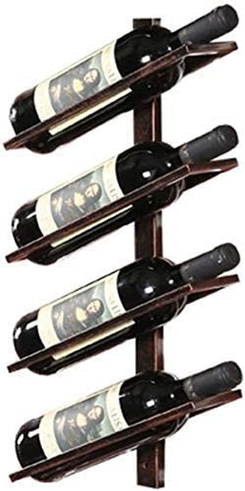Wrought Iron Wall-Mounted Wine Rack with Stemware Holder - Floating Shelf for 4 Bottles & Glasses | Space-Saving Kitchen & Dining Room Storage Solution