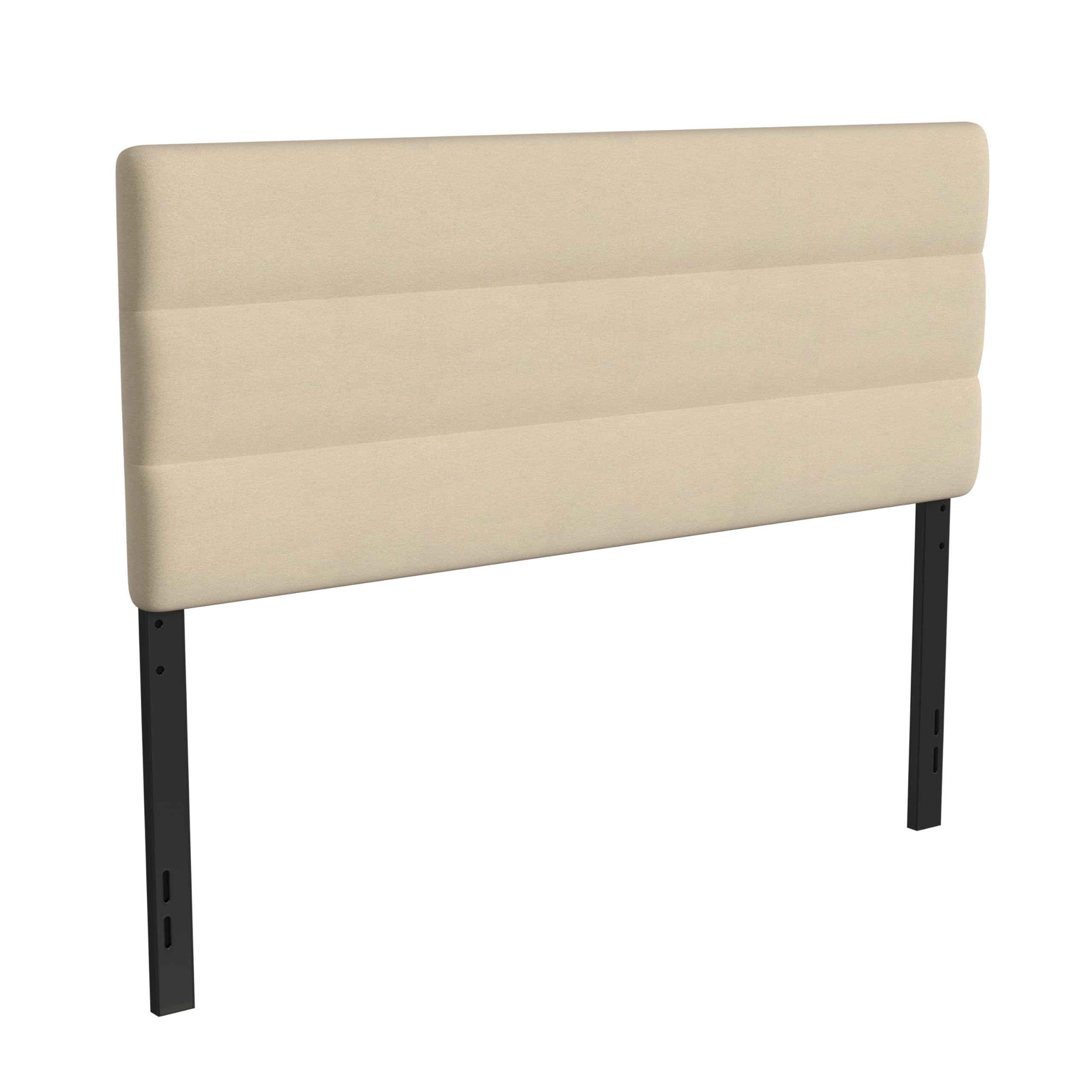 EMMA + OLIVER Gannon Queen Upholstered Headboard - Cream Fabric, Adjustable Height, Easy 30-Min Assembly - Fits Most Bed Frames (Not Included) - Perfect for Master Bedrooms, Guest Rooms & Apartment Decor