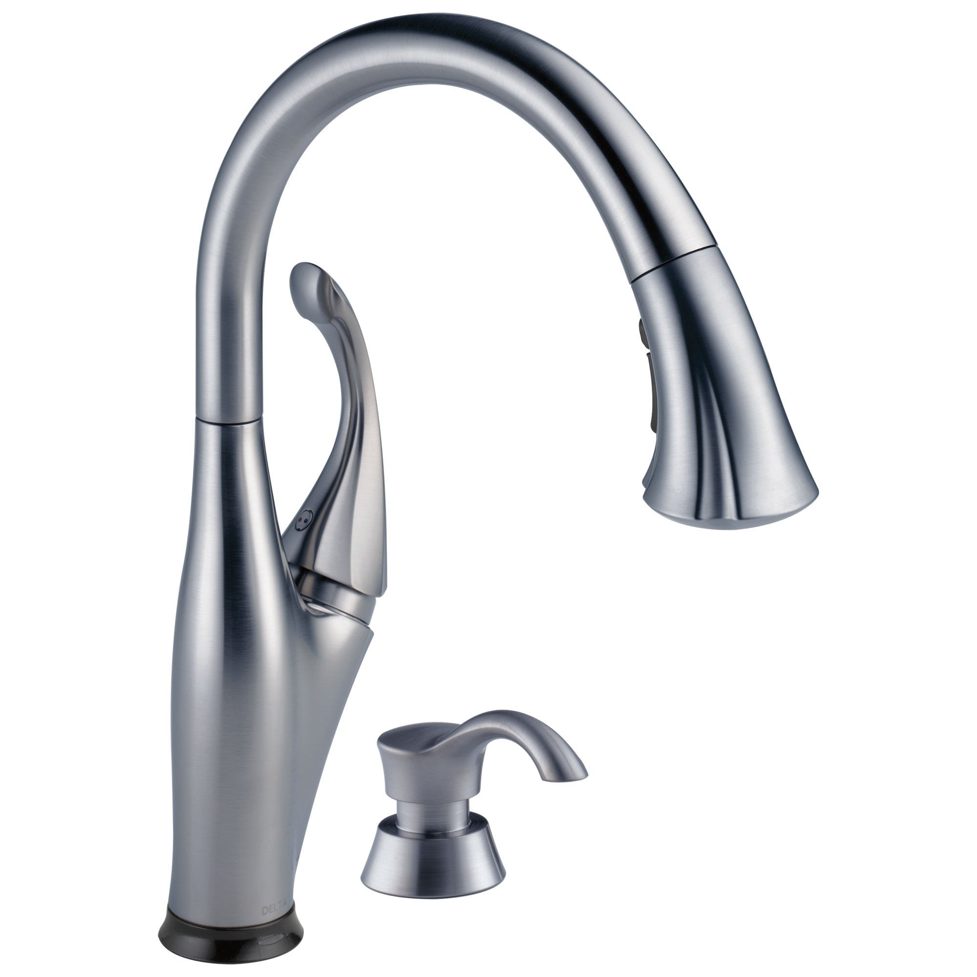 Delta Addison Collection Arctic Stainless Steel Pull-Down Kitchen Faucet with Touch2O Technology & Soap Dispenser - Modern 1-Handle Electronic Sink Faucet for Easy Cooking & Cleaning (Model 732739)