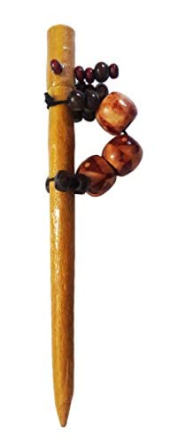 Handmade Wooden Chocolate Brown Beads Juda Pin & Bun Stick Hair Accessories for Women & Girls - Pack of 1 | Perfect for Weddings, Parties & Everyday Hairstyles