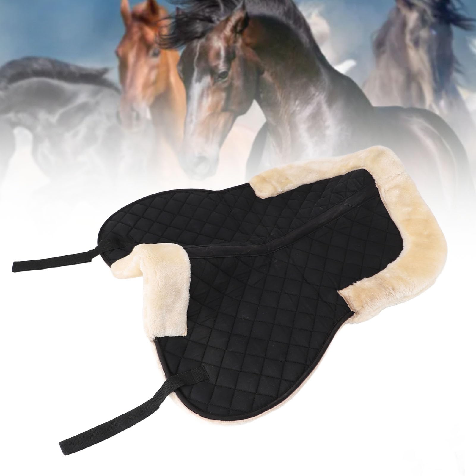 Shock Absorbing Half Saddle Pad - Breathable Polyester & Faux Wool Equestrian Riding Pad for Horses - Perfect for Trail Riding, Dressage & Jumping Training