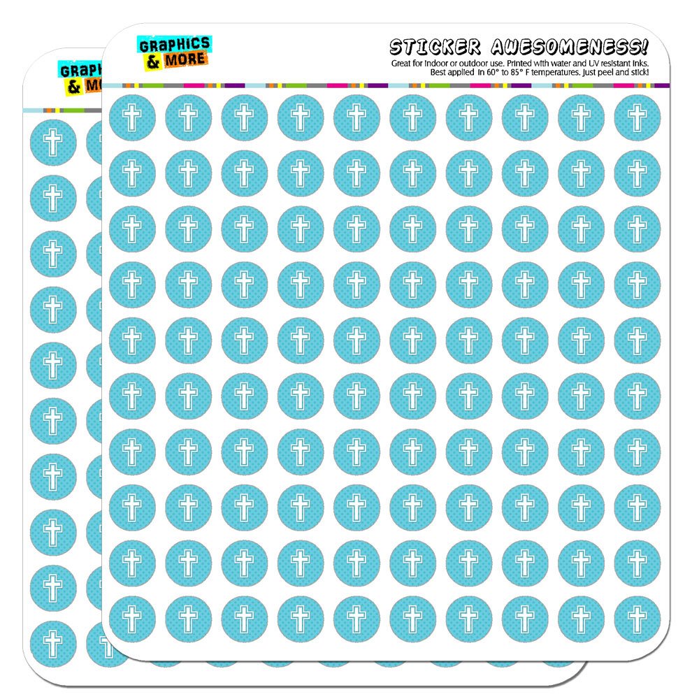 Cross Blue Baby Boy Christening Baptism Shower 1/2 Inch Planner Stickers - Perfect for Scrapbooking, Crafting & Calendar Decorations - Ideal for Baby Showers, Baptism Keepsakes & Memory Books