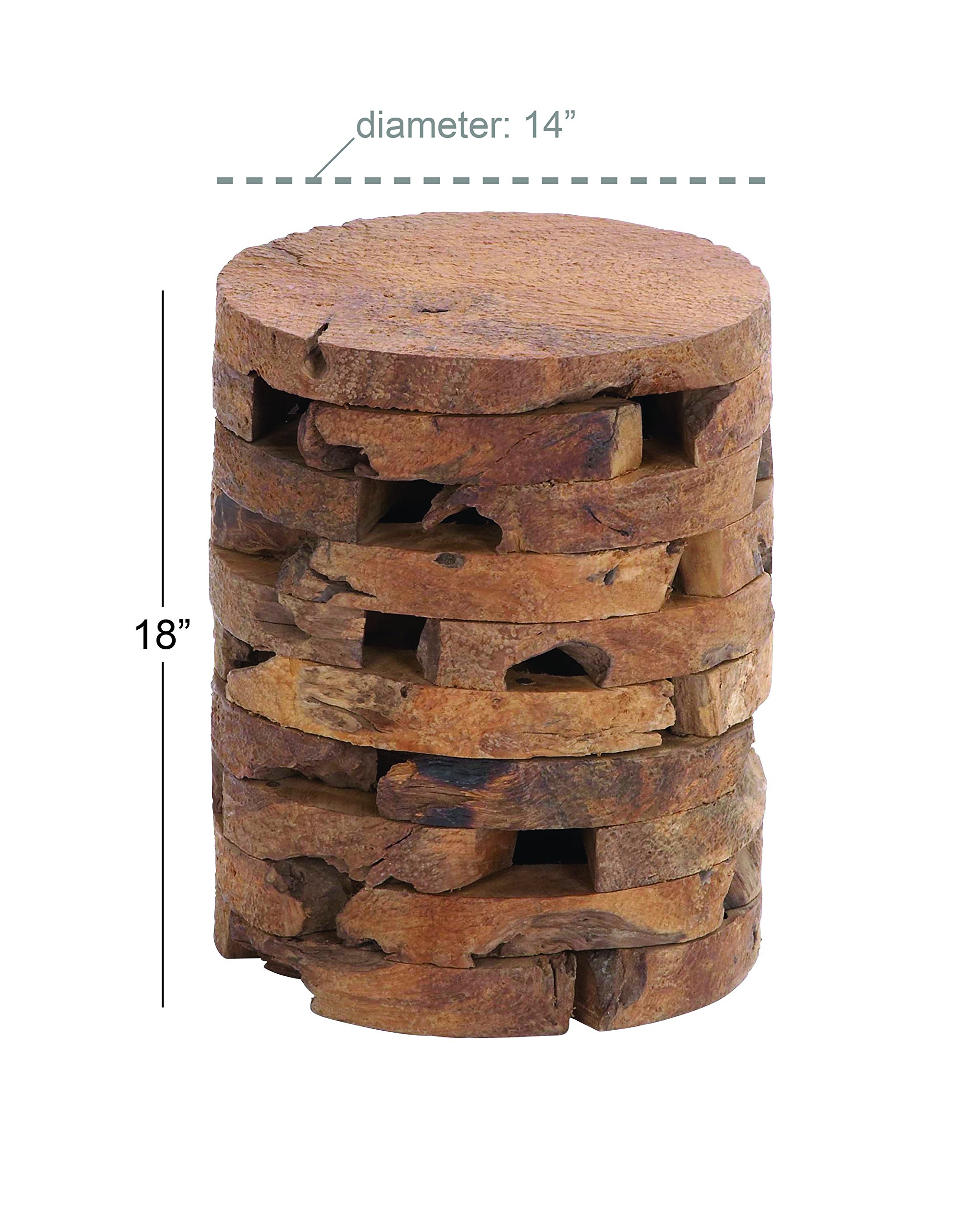 Handmade Teak Wood Live Edge Side Table with Brick Design - 14