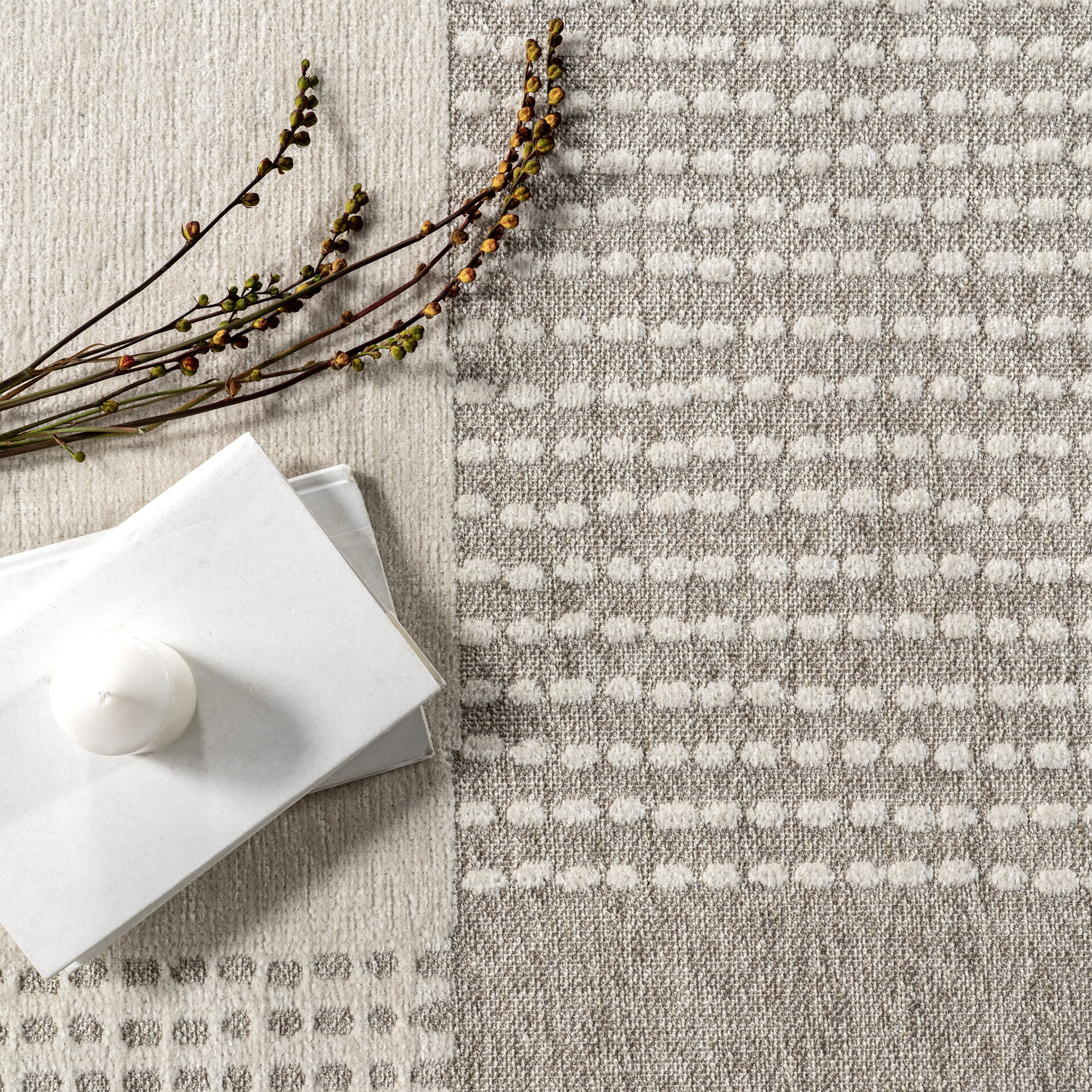 Darcy Dual Plaid Reversible Washable Rug - Soft Cream Checkered Design for Living Room, Bedroom & Dorm Decor | Machine Washable Non-Slip Area Rug
