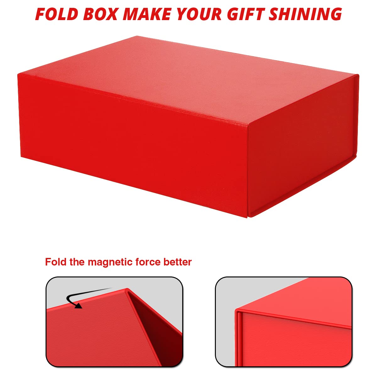 11x7.5x3.5 Inch Red Magnetic Closure Gift Box Set - Includes Greeting Card, Ribbon & Paper Filler for Christmas, Birthday & Holiday Gift Wrapping - Perfect for Jewelry, Cosmetics & Luxury Present Packaging