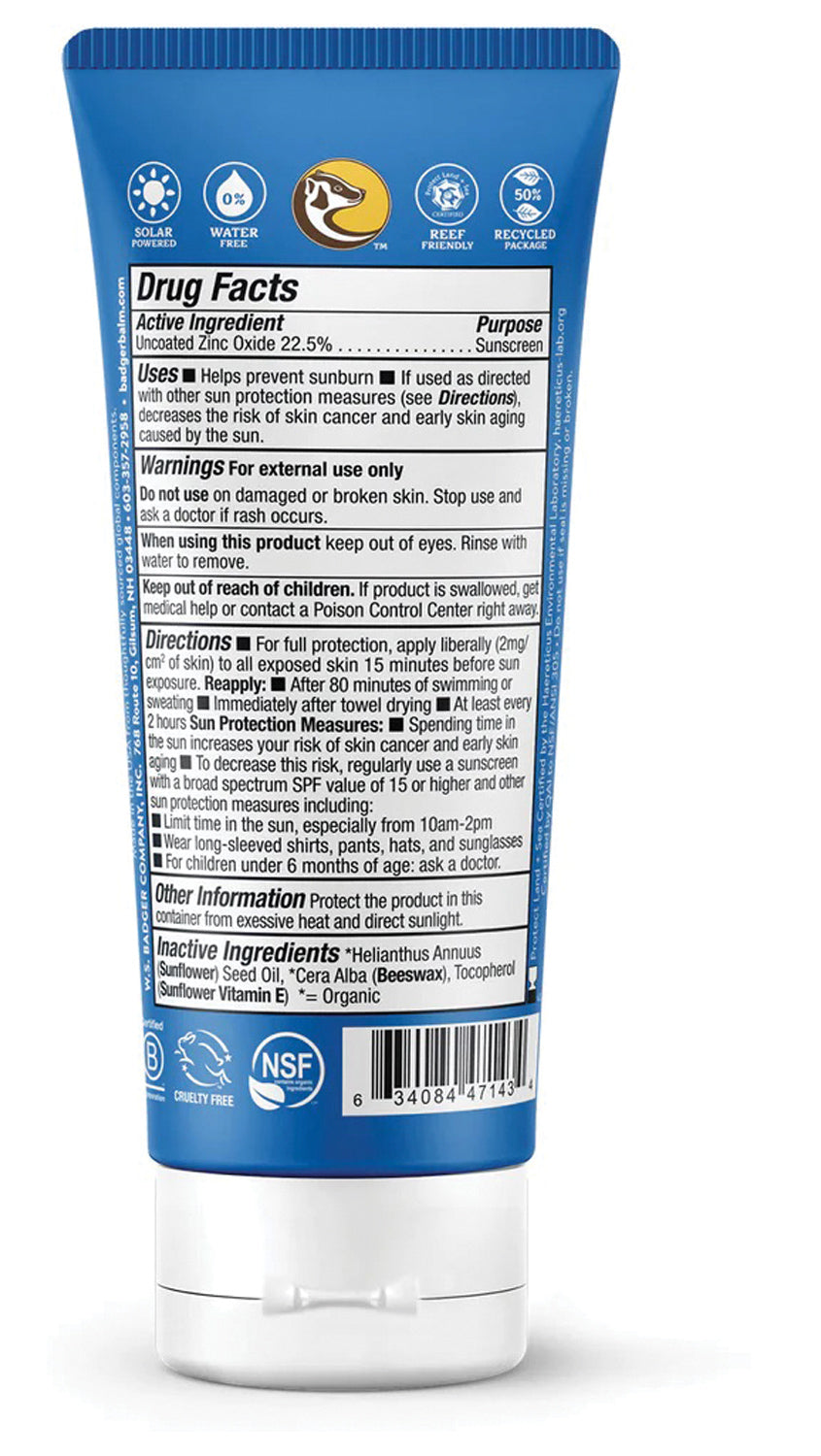 Badger SPF 40 Zinc Oxide Sunscreen 2.9oz - Natural Mineral Sunscreen for Face & Body | Broad Spectrum UVA/UVB Protection, Water Resistant, Reef Safe | Perfect for Beach, Swimming & Outdoor Activities