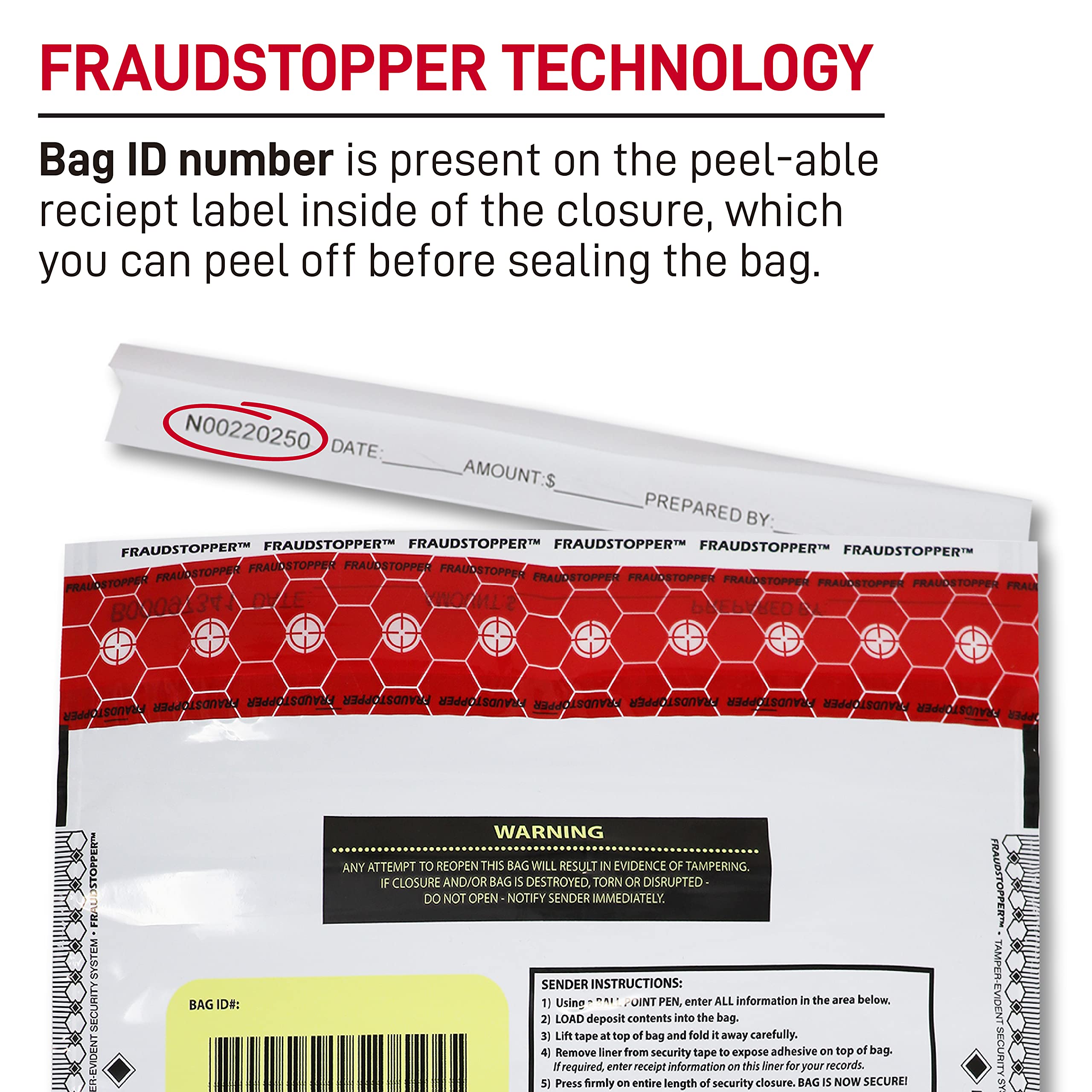Nadex Tamper Evident Bank Deposit Bags for Cash & Coin - 9x12 Inch Opaque Security Bags (1000 Pack) - Fraud Proof Money Storage for Retail, Banks & Business Use