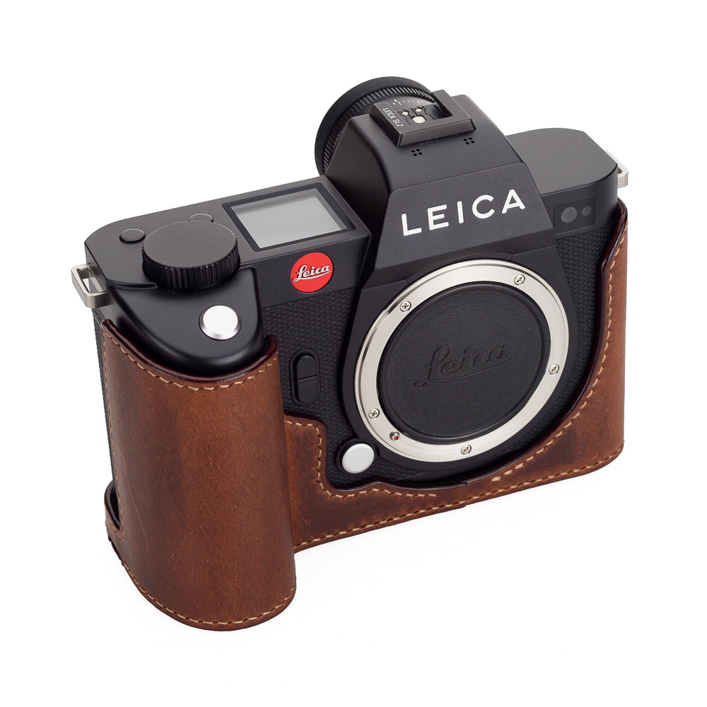 Arte di Mano Genuine Leather Half Case for Leica SL2 Camera - Brown Rally Volpe Design with Battery Access Door | Premium Protection & Style for Professional Photography, Travel & Everyday Use