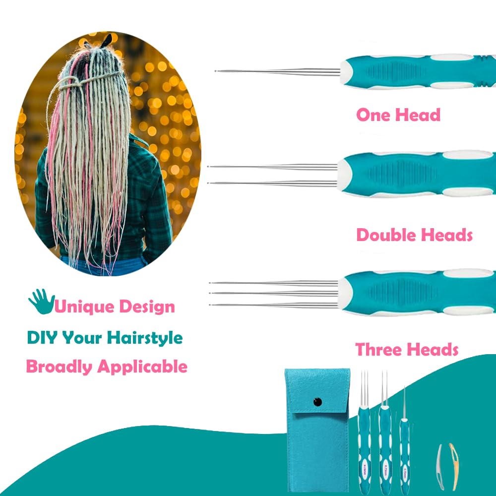 Dreadlocks Crochet Hooks Set with Ergonomic Handle - 0.75mm Professional Hair Crochet Needles for Loc Braiding & Hair Extensions - Perfect for Salon Styling, DIY Hair Care & Natural Hair Maintenance