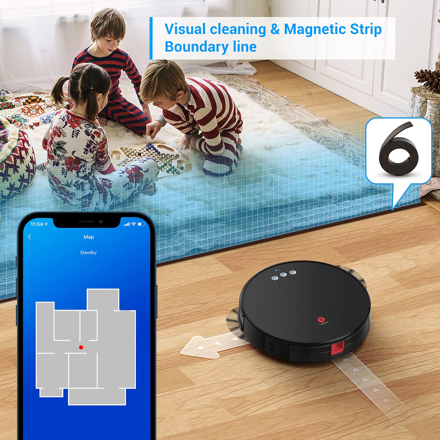 Lefant U180 Robot Vacuum and Mop Combo - 3200Pa Strong Suction, Smart Mapping, 150 Min Runtime, Alexa/Google Assistant Compatible, Self-Charging - Perfect for Pet Hair, Hard Floors & Carpets | Ideal for Homes with Pets, Multi-Surface Cleaning & Smart Home Integration