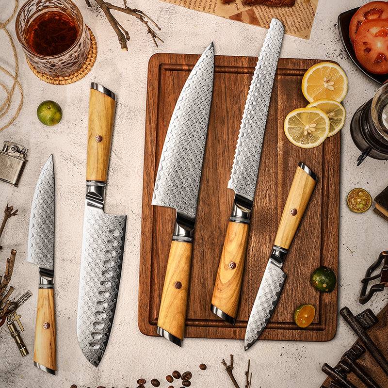 Premium 5-Piece Jasmine Knife Set - VG10 Damascus Steel Japanese Chef Knives for Professional Cooking - Perfect for Sushi, Meat Cutting & Vegetable Chopping