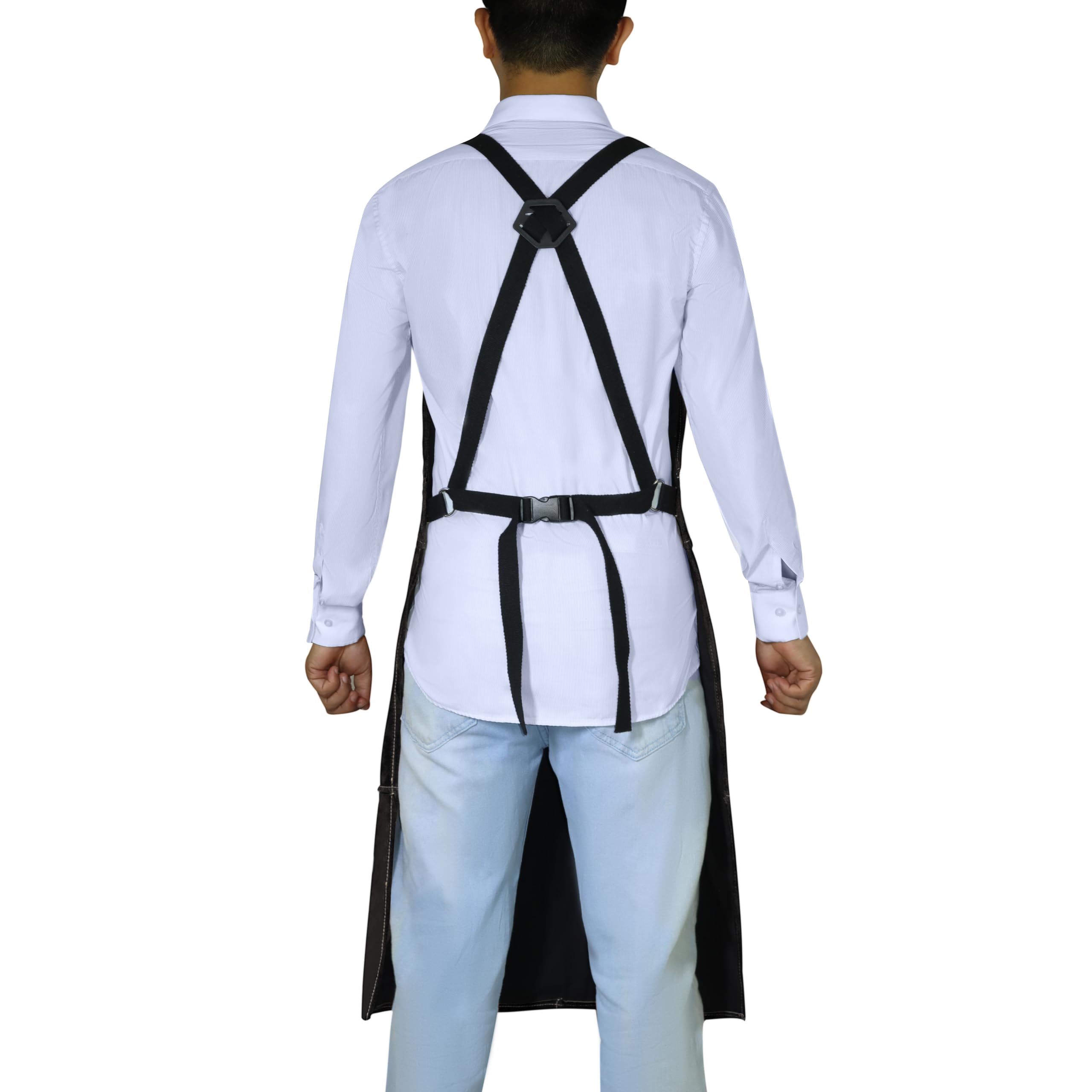 Heavy-Duty Black Leather Welding Apron - Heat & Flame Resistant for Metalworking